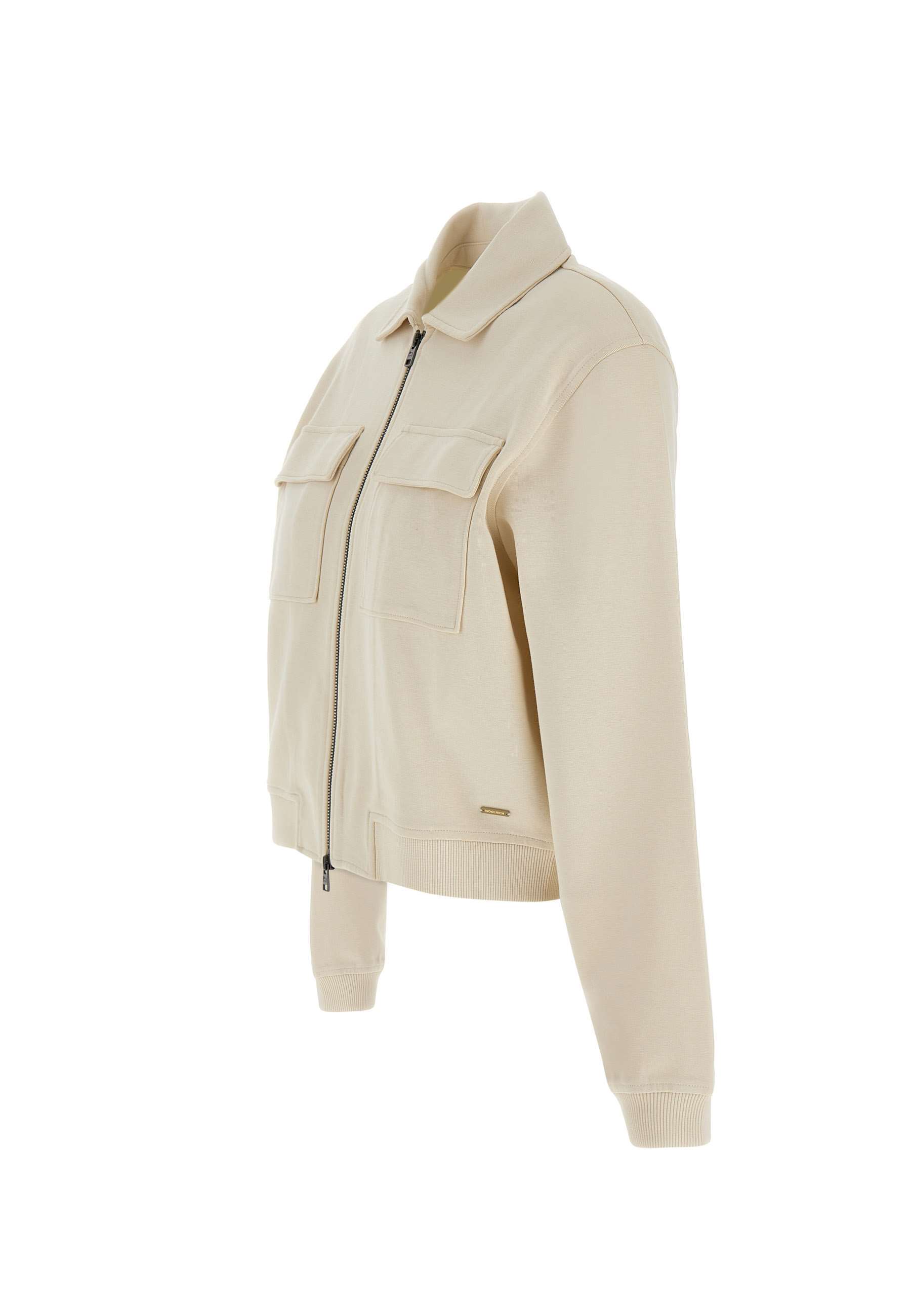 Woolrich Two-way Zip Pocket Sweatshirt In White