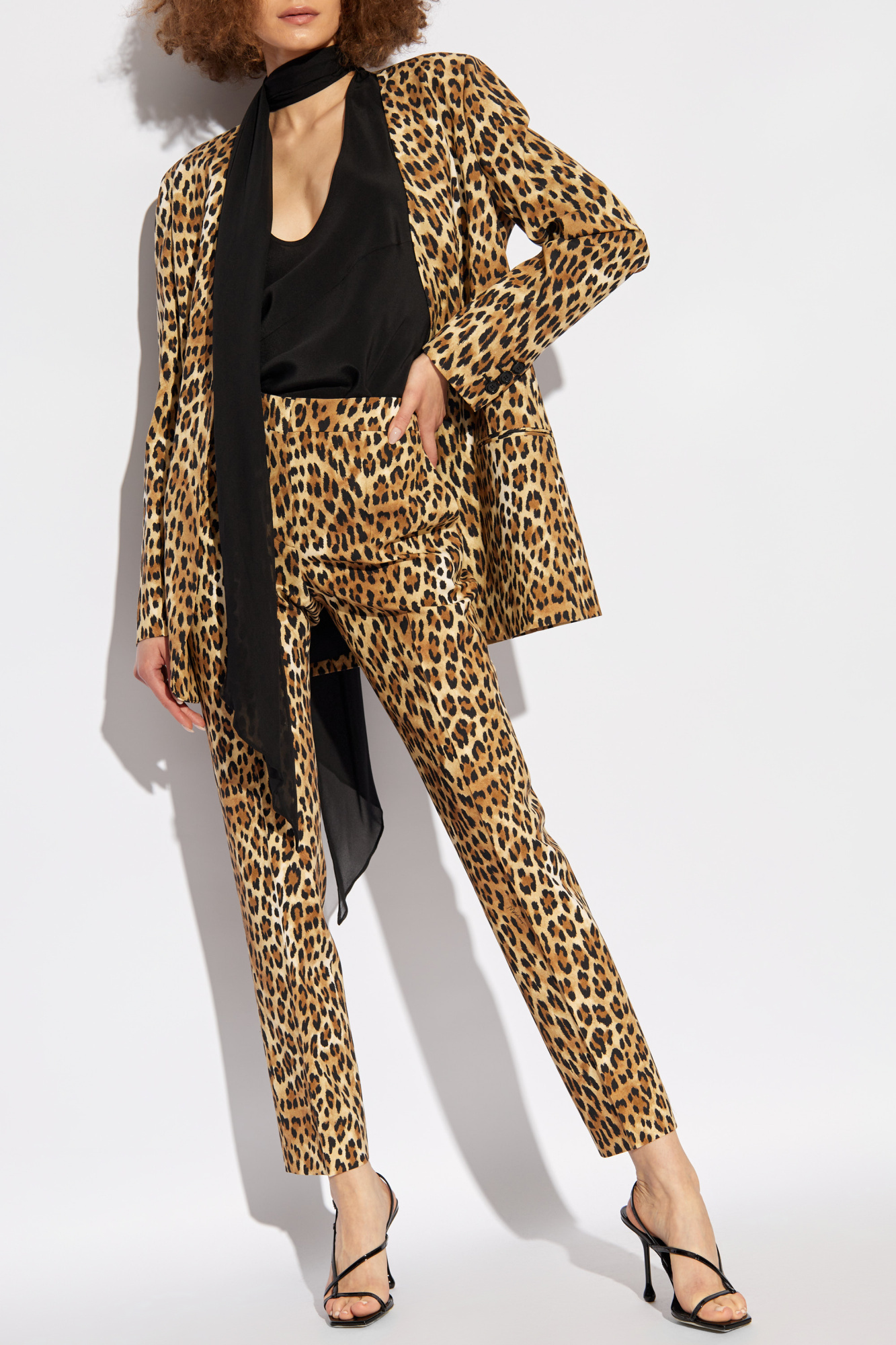 Moschino Single-breasted Leopard Print Blazer In Nude
