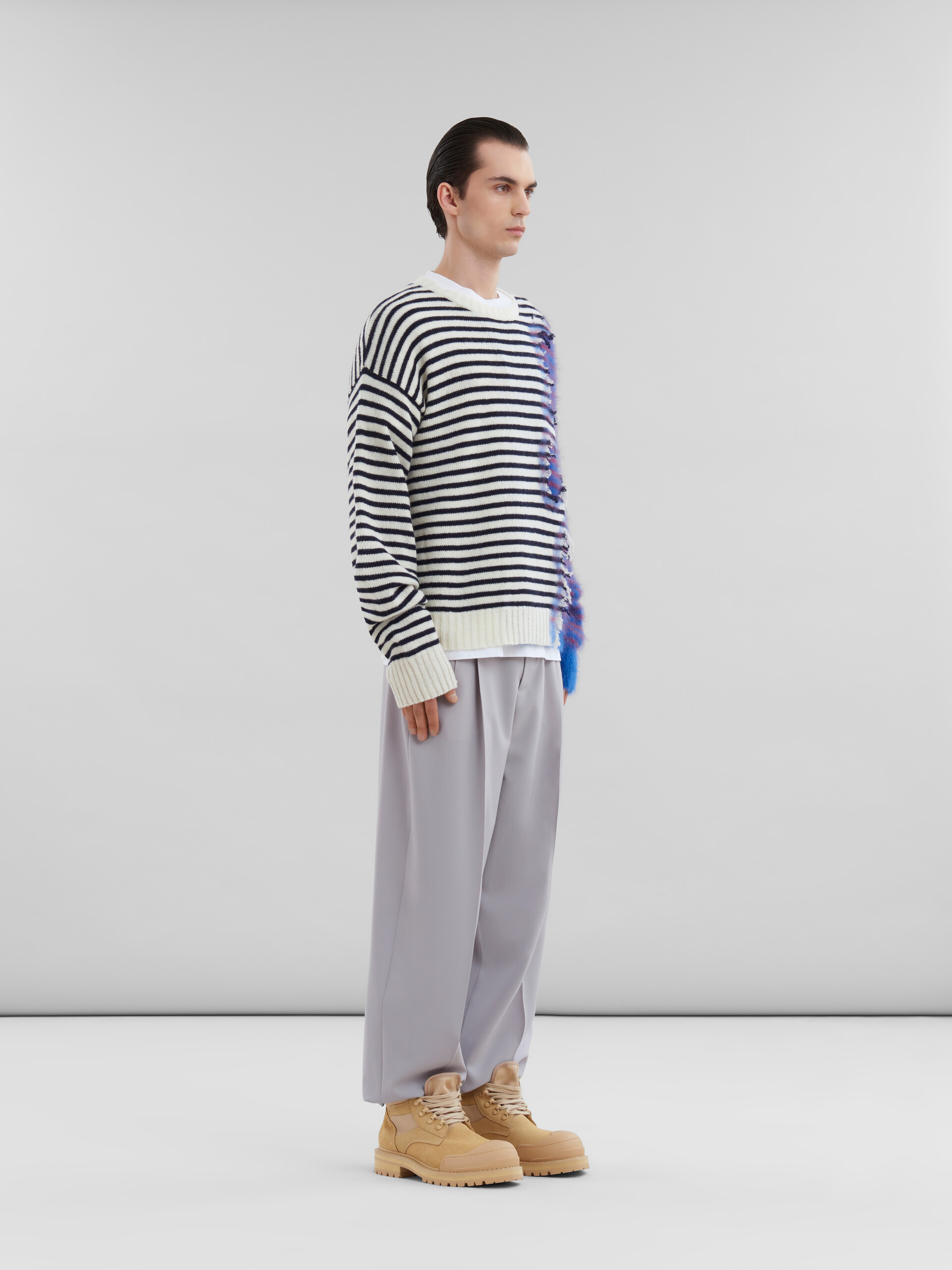 Shop Marni Multicolour Striped Wool-mohair Two-in-one Jumper In Multicolor