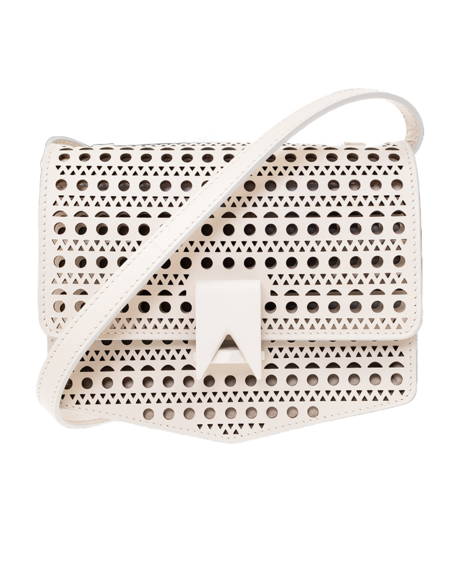Shop Alaïa Logo Shoulder Bag In White