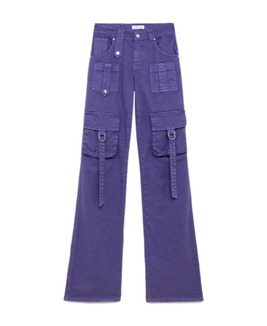 Blumarine Logo Denim Trousers In Blue