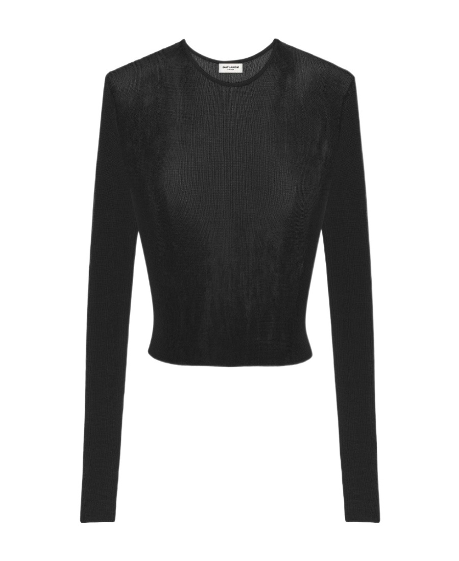 Saint Laurent Strickoberteil Mit Rundhalsausschnitt In Black