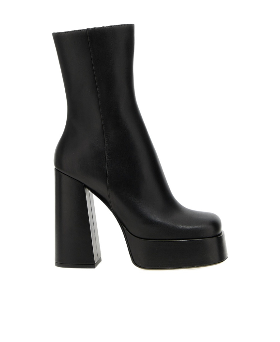 Shop Versace Zip-up Platform Ankle Boots In Black