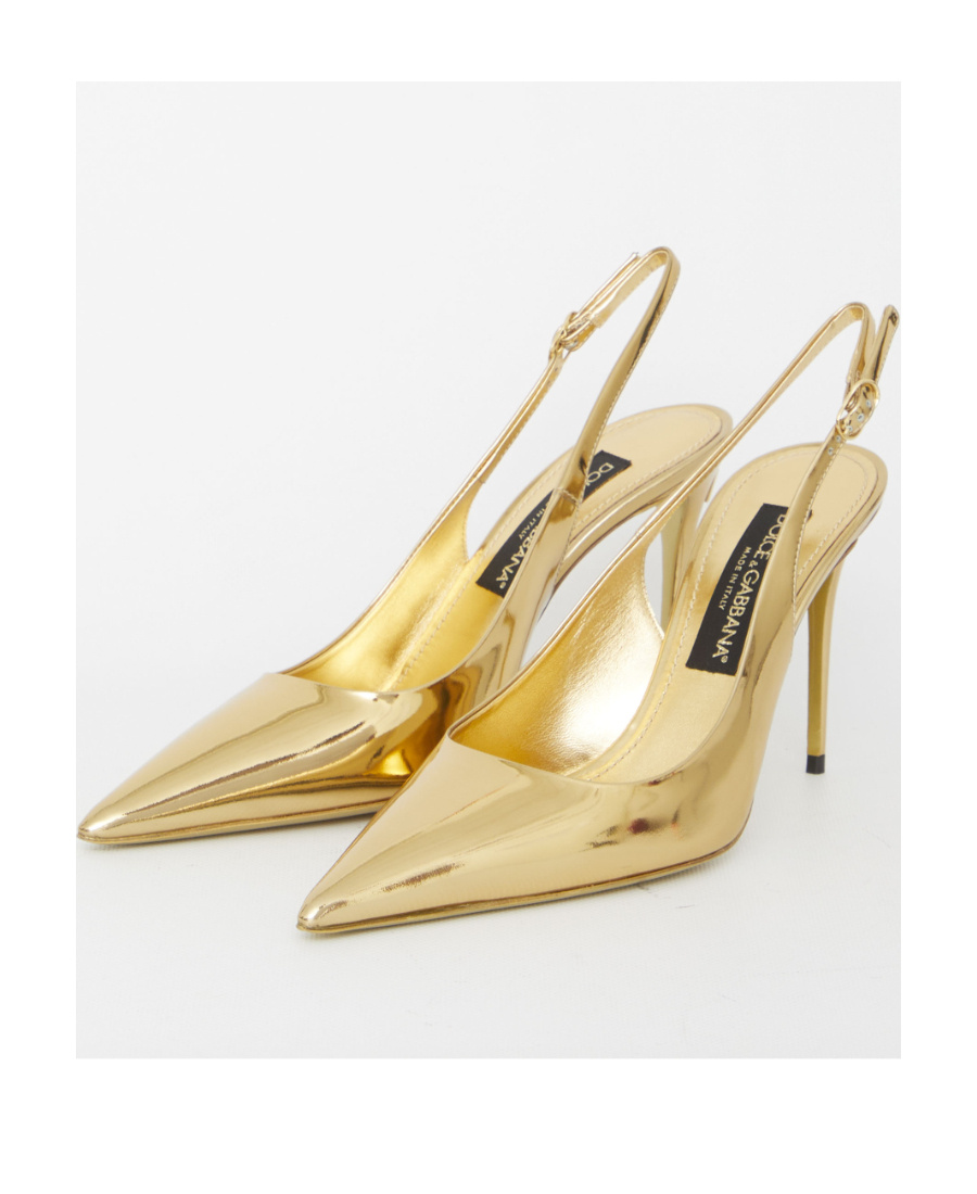 Dolce & Gabbana Laminated Leather Slingback In Nude