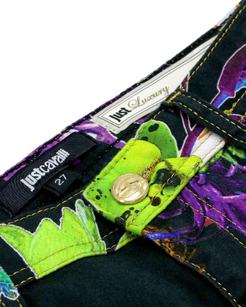 Just Cavalli Printed Jeans In Black