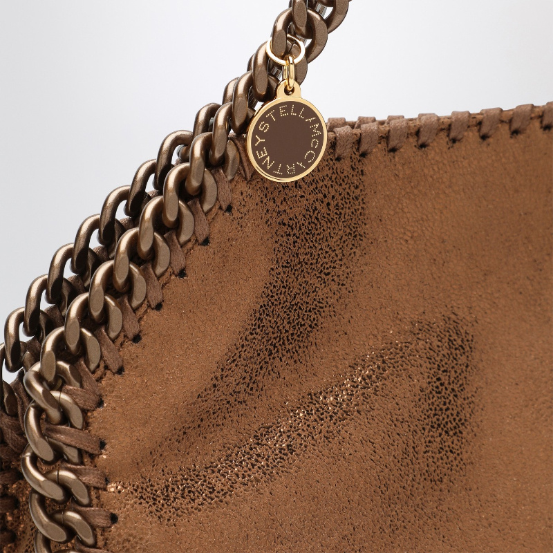 Stella Mccartney Mini Falabella Shiny Dot Faux Leather Crossbody Bag In Brown
