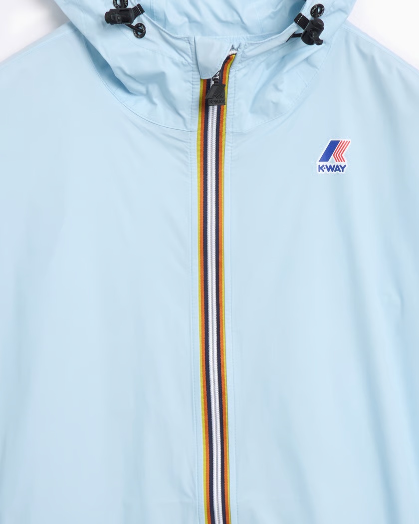 K-way Long Hooded Jacket In Blue