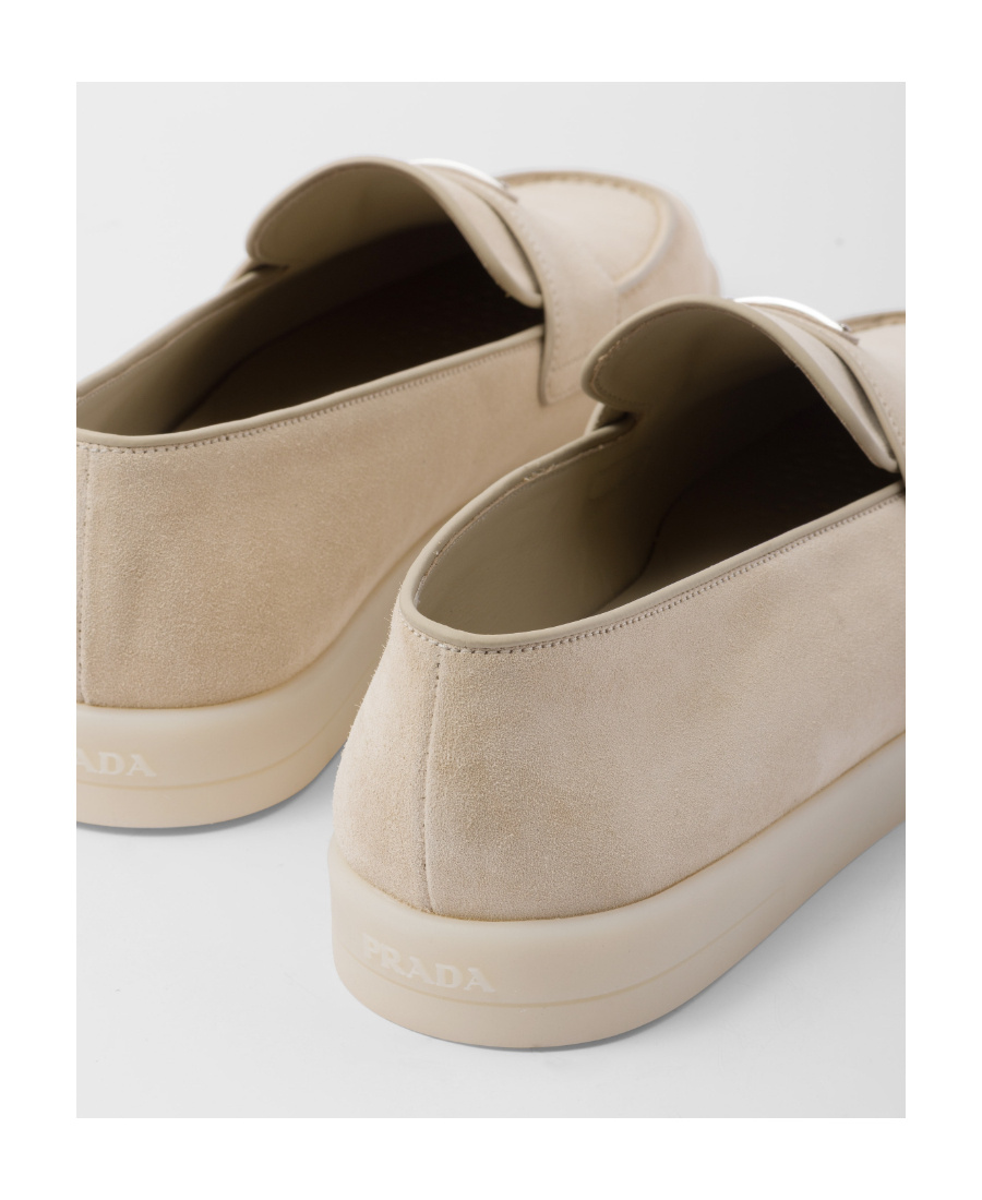 Prada Suede Loafers In Nude