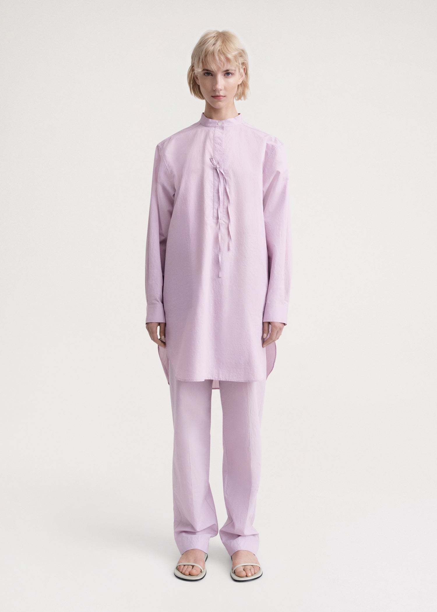 Totême High-neck Poplin Tunic Dress In Purple