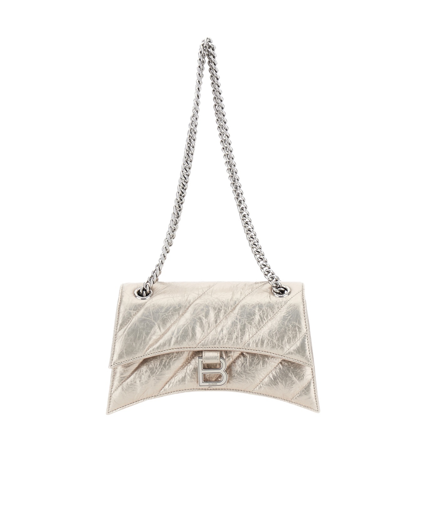 Balenciaga Crush Small Quilted Metallic Chain Shoulder Bag In Yellow