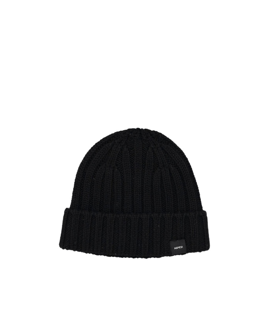 ASPESI LOGO-PATCH RIBBED BEANIE