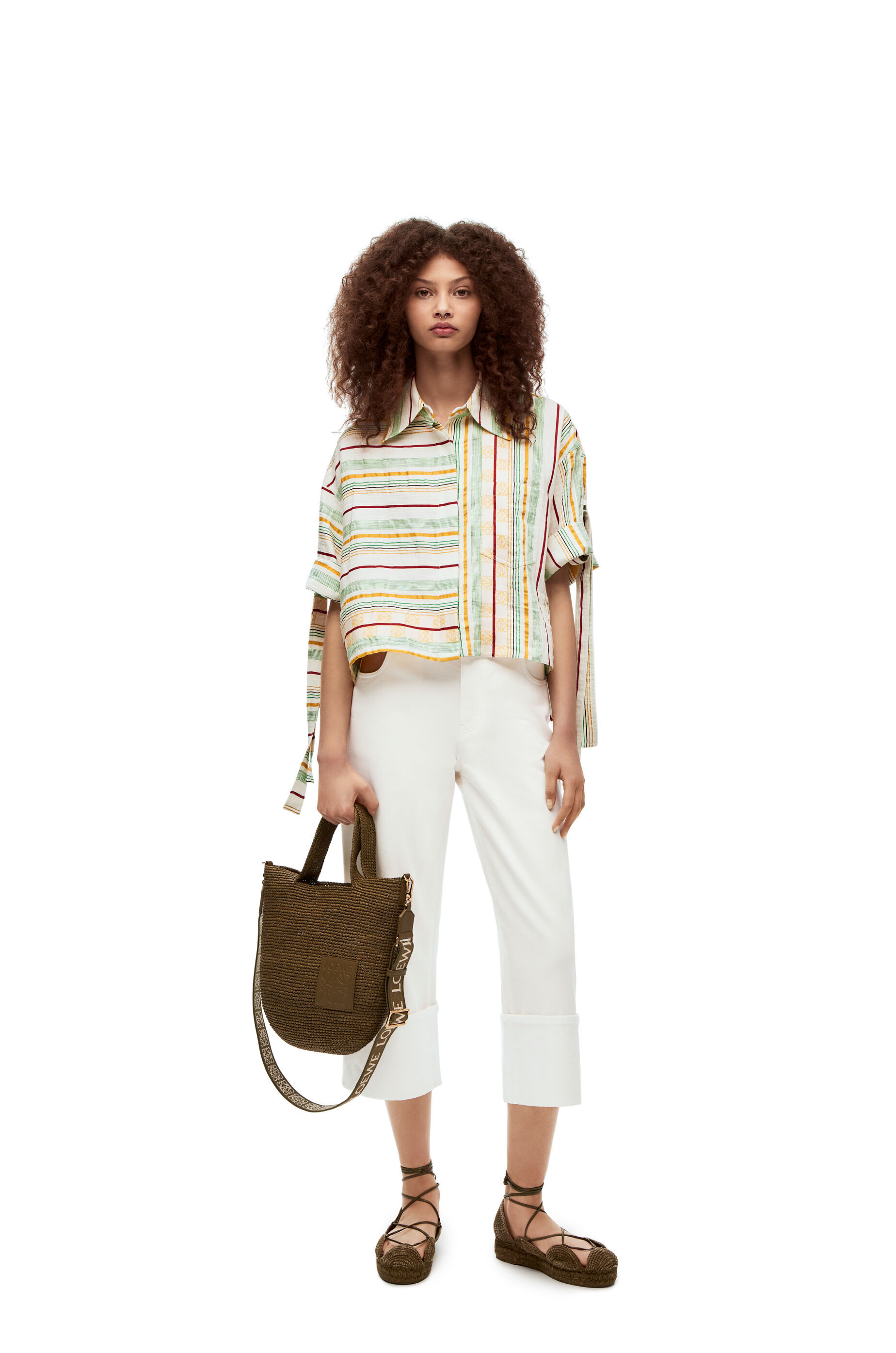 Loewe Striped Workwear Shirt In Cotton, Linen And Silk