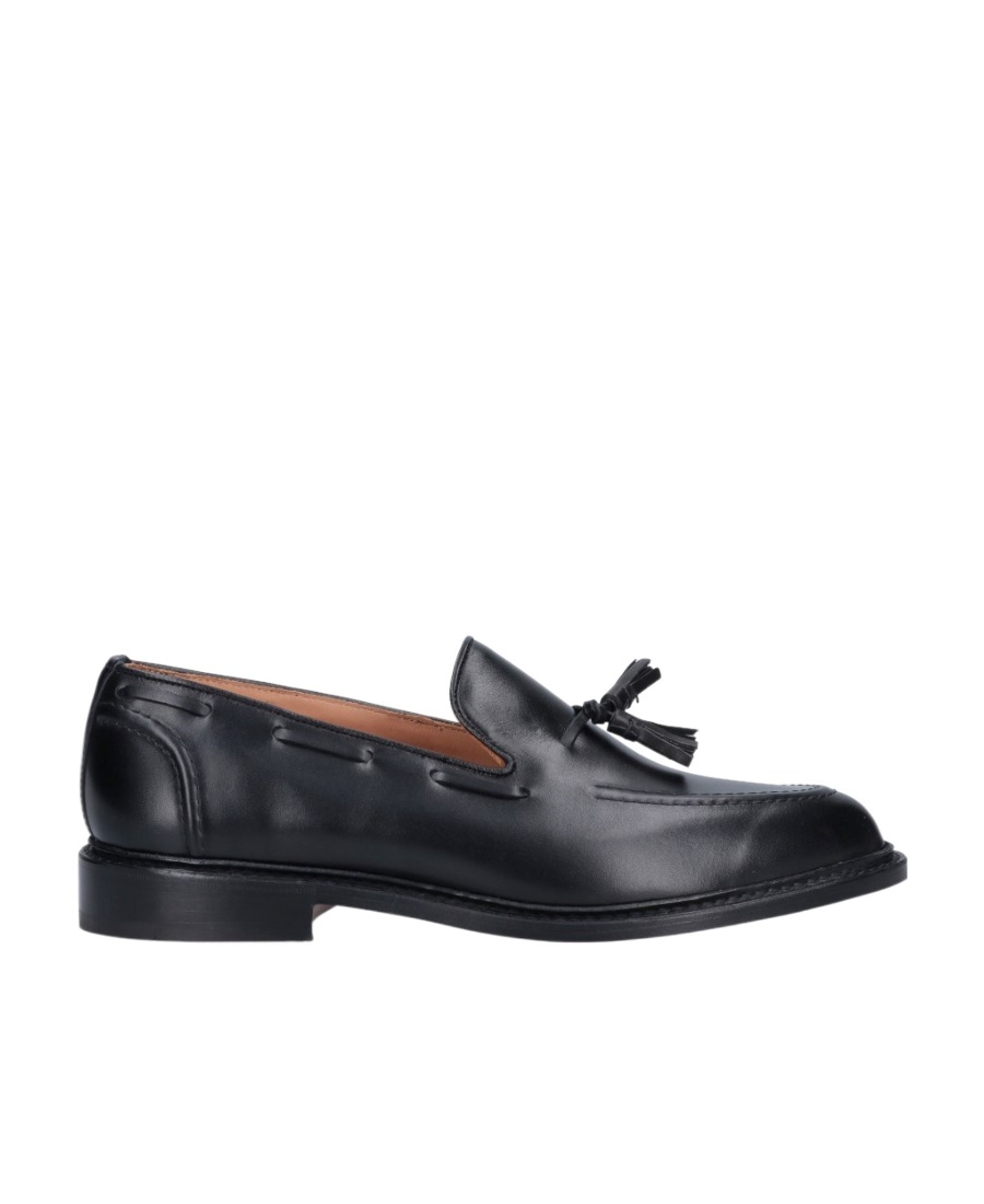 Tricker's Black Calf Leather Moccasin With Decorative Tassel In Black
