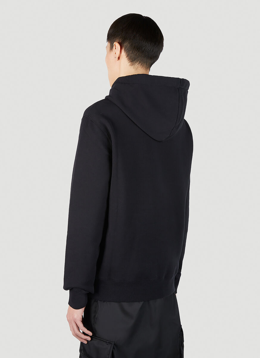 Lanvin Embroidered-logo Pouch-pocket Hoodie In Black