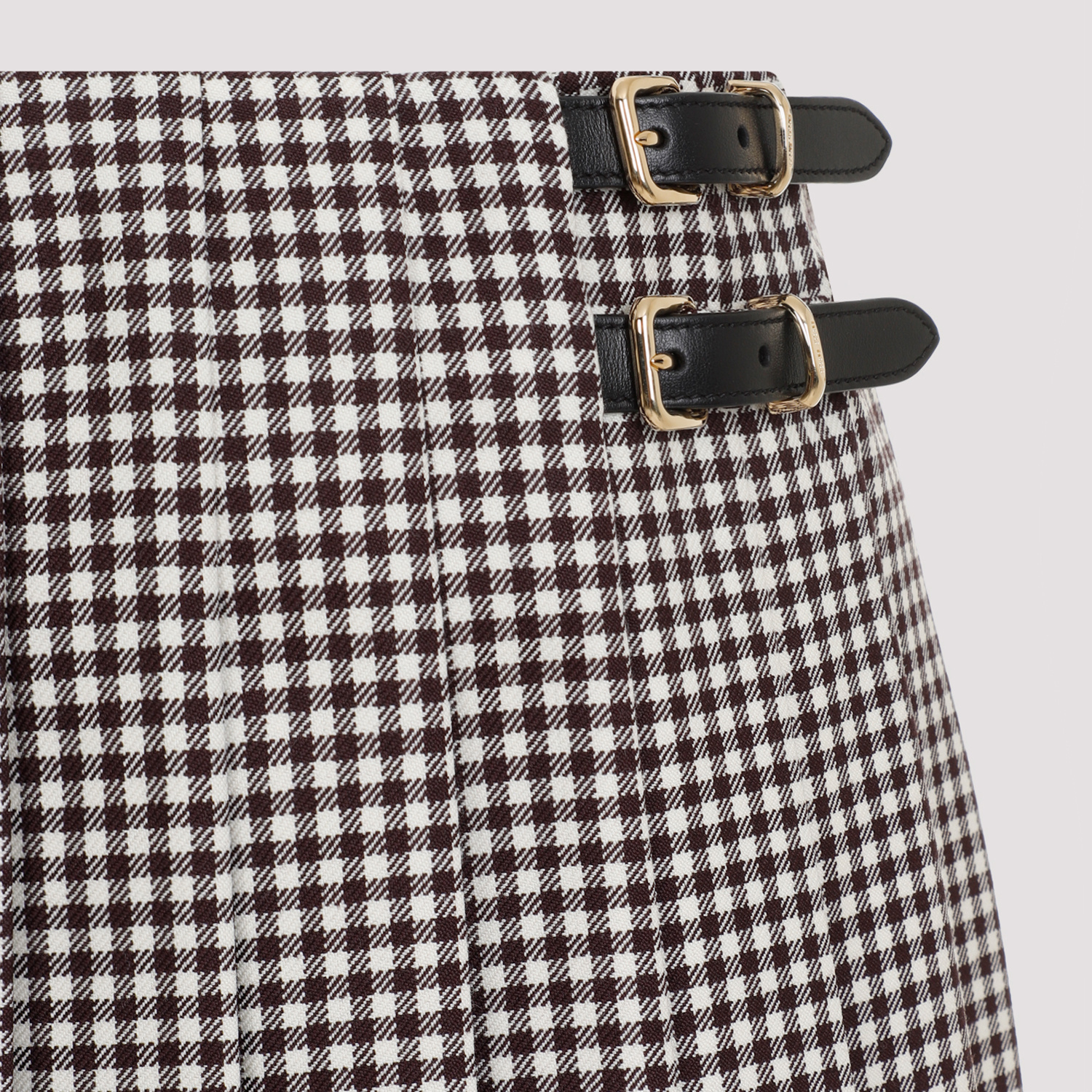 Miu Miu Embroidered Vichy Mini Skirt In Gray