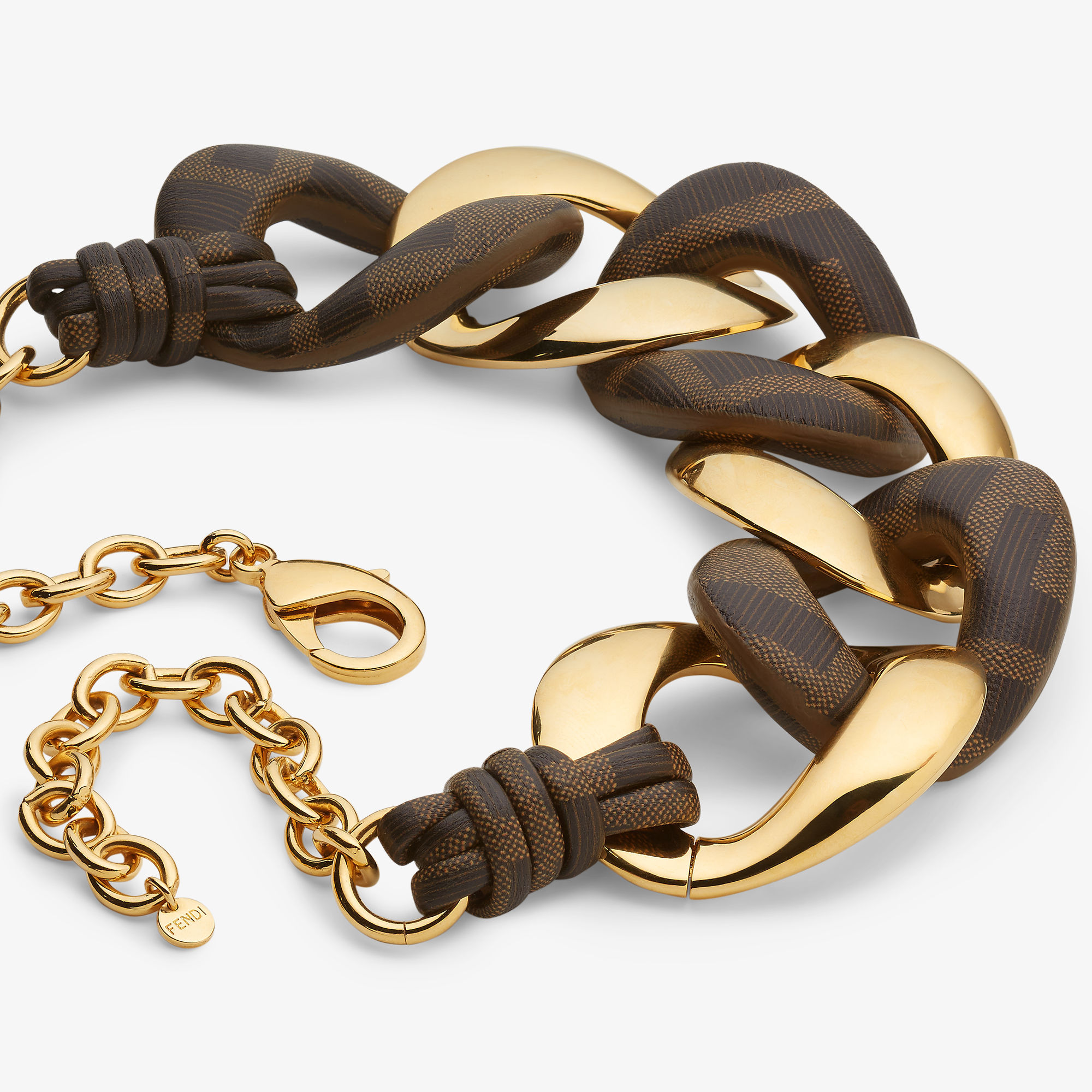 Fendi Filo Necklace In Gold/brown