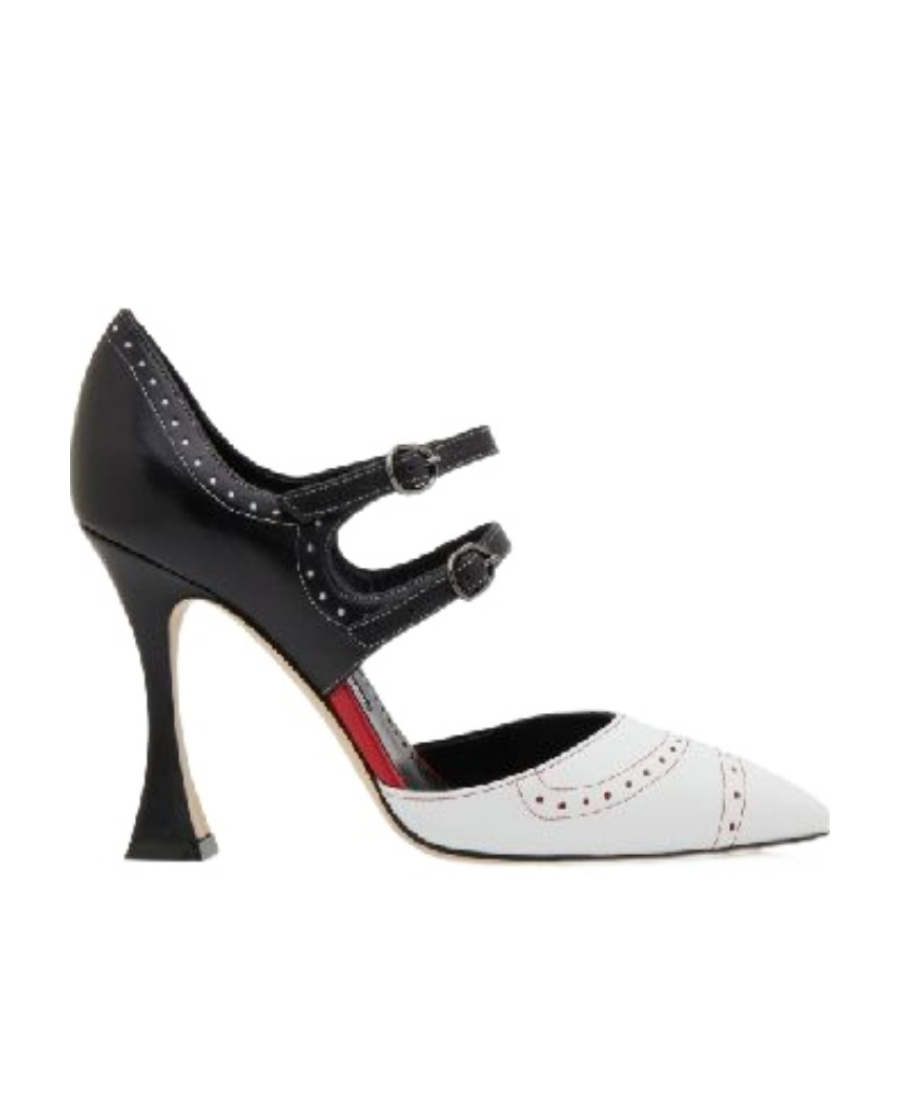 Shop Manolo Blahnik Logo Pointed High Heels In Black