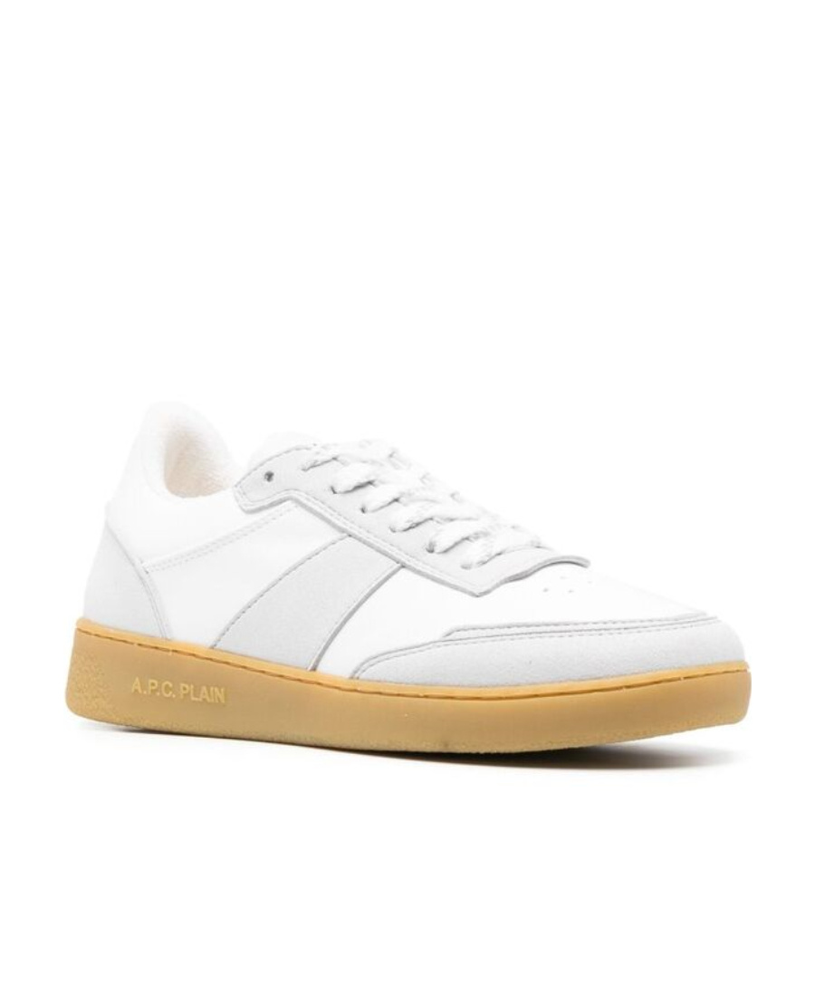 A.p.c. Two-tone Synthetic Leather Plain Sneakers In White