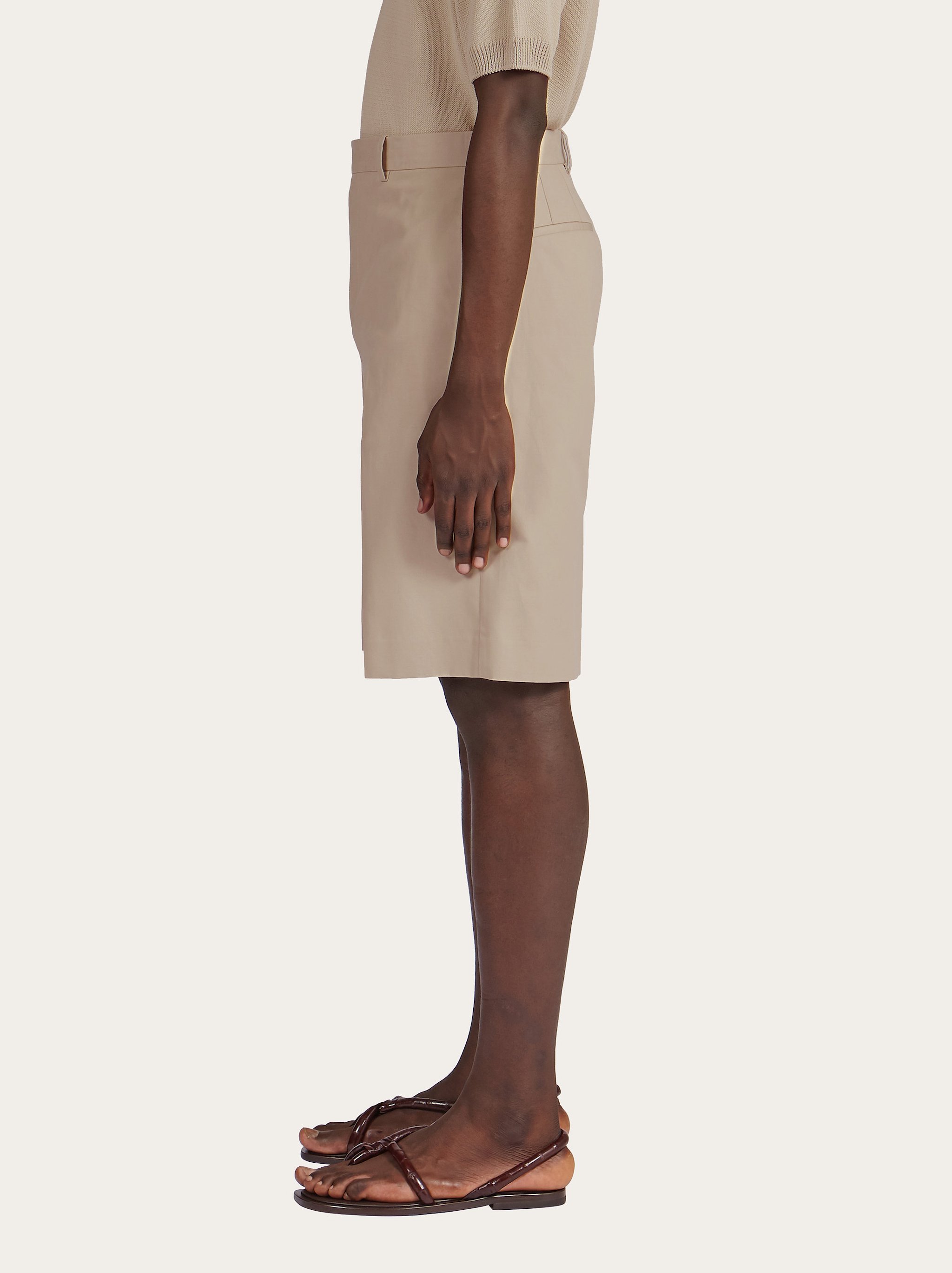 Ferragamo Wide Leg Shorts In Nude