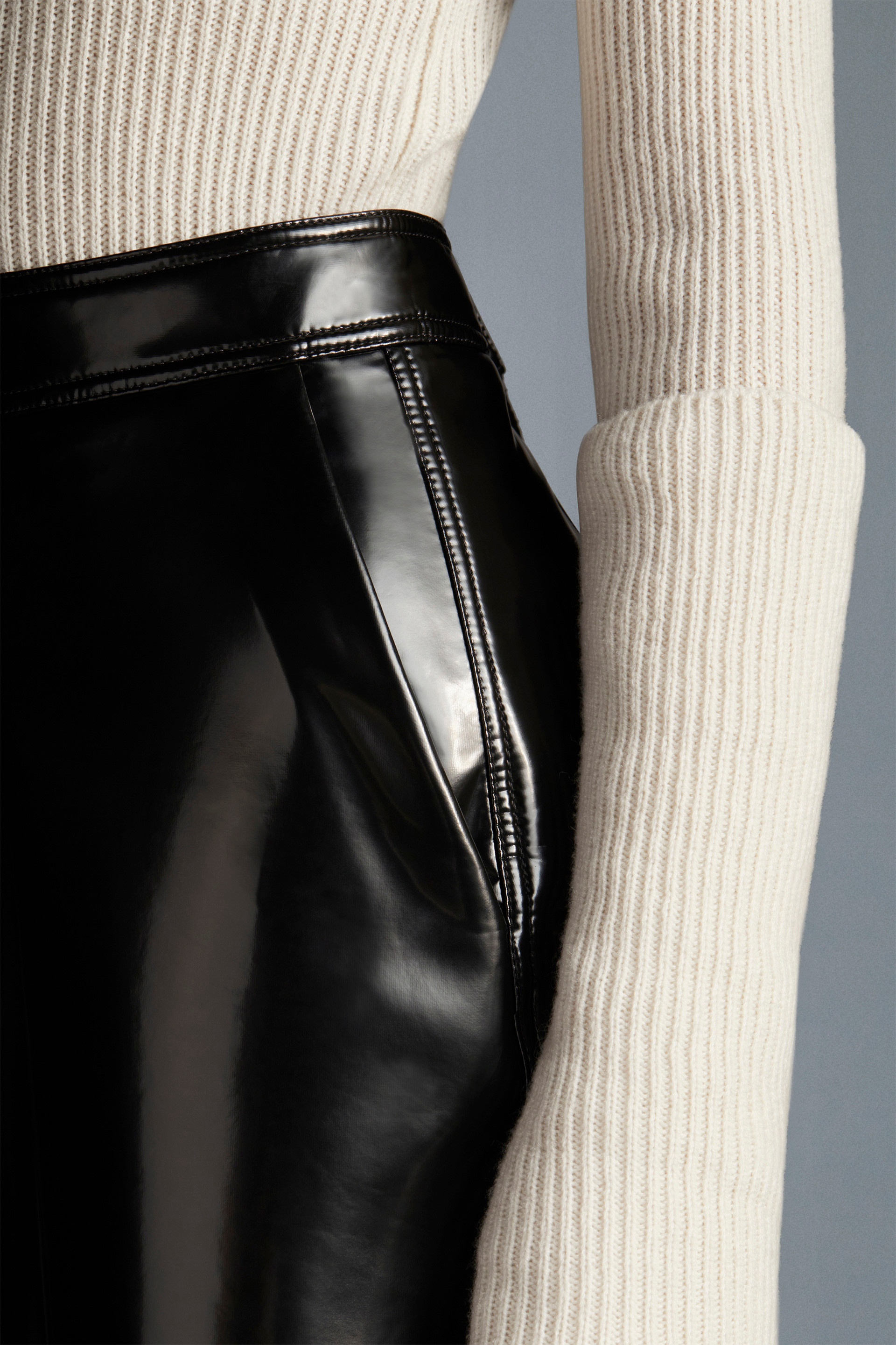 Moncler High-shine A-line Skirt In Black