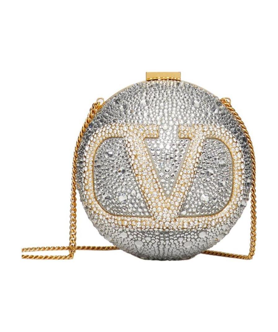 Valentino Vlogo Signature Mini Embellished Crossbody Bag In Silver