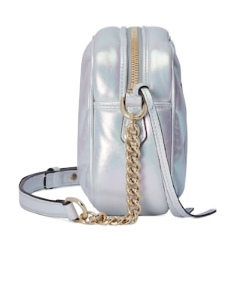Gucci Gg Marmont Small Leather Camera Bag In Metallic