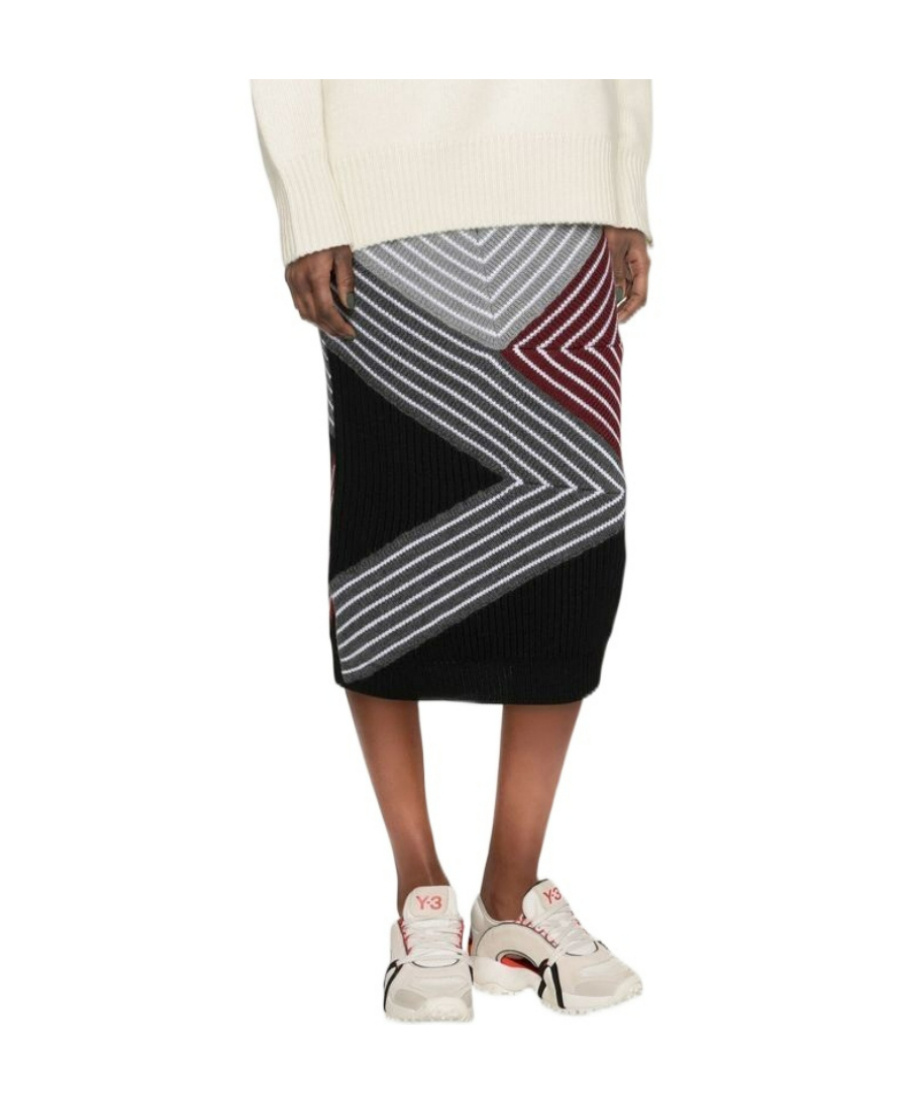 Stella Mccartney Stella By Stella Striped Patchwork Knit Midi Skirt In Black