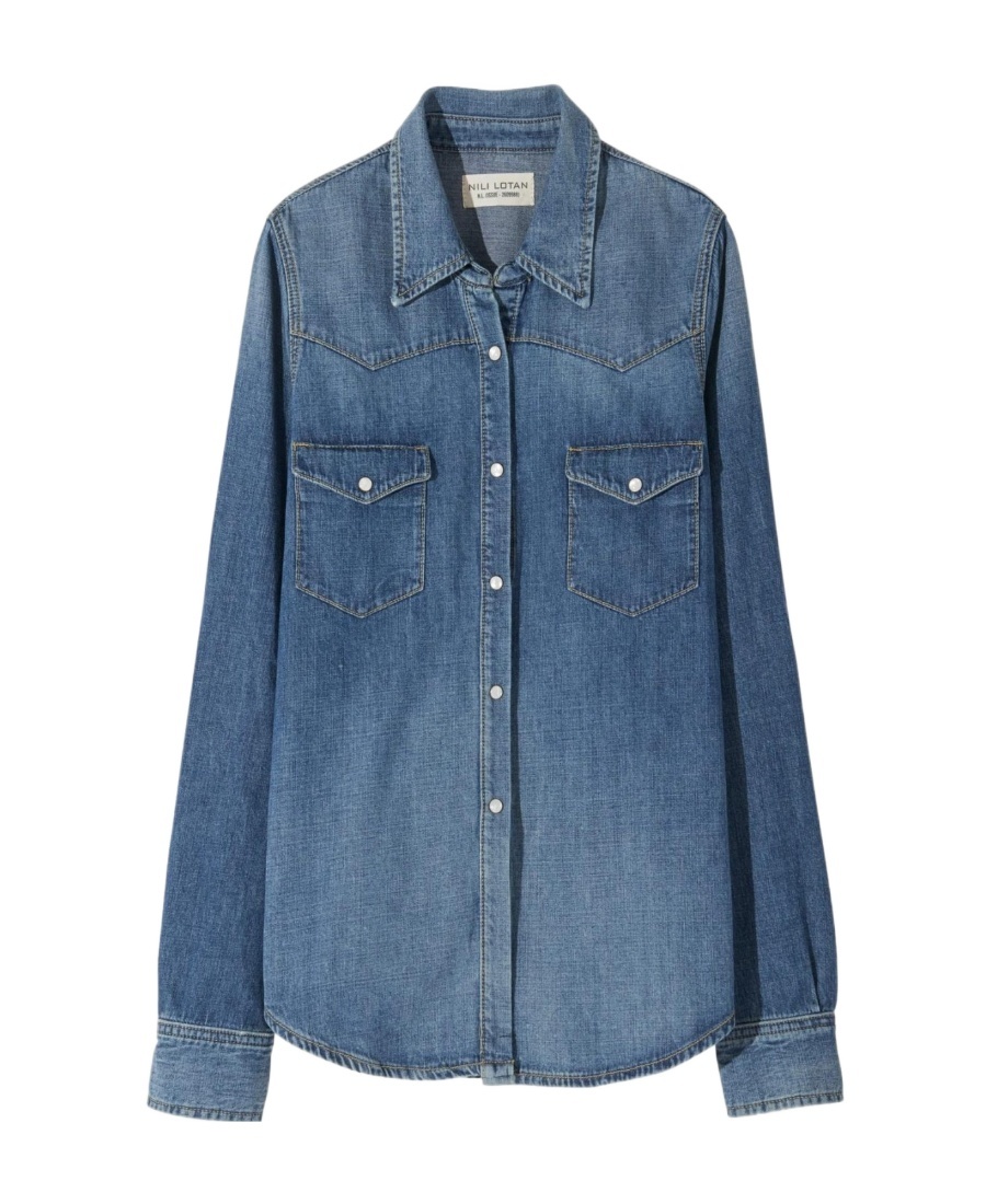 NILI LOTAN LONG-SLEEVED DENIM SHIRT