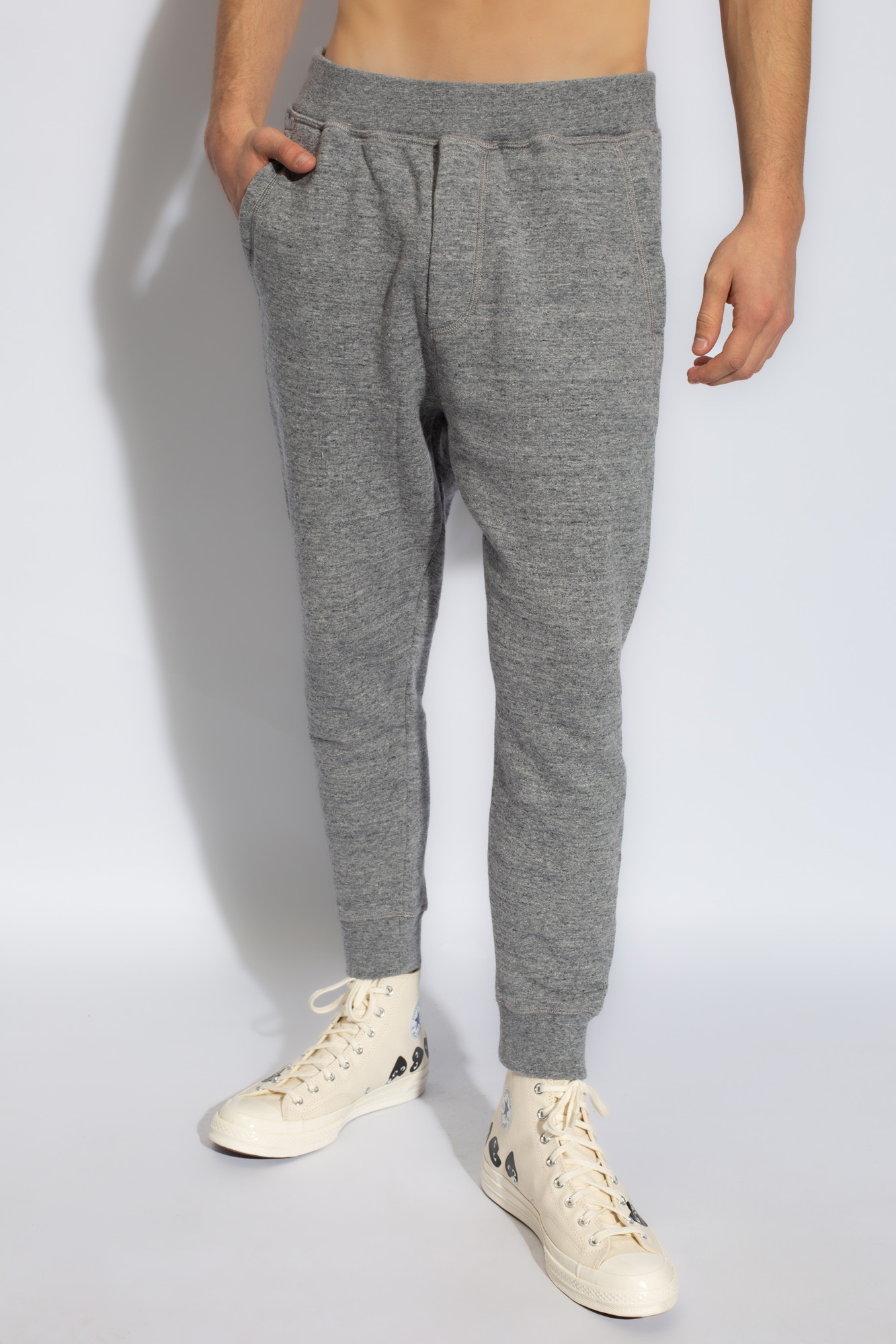 Dsquared2 Embroidered-logo Cotton Track Pants In Gray