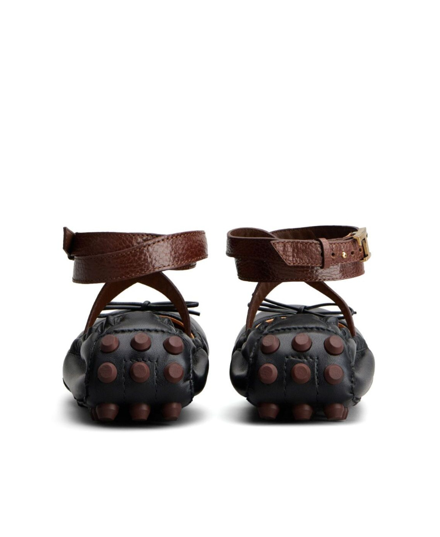 Tod's Gommino Leather Ballerina Shoes In Black
