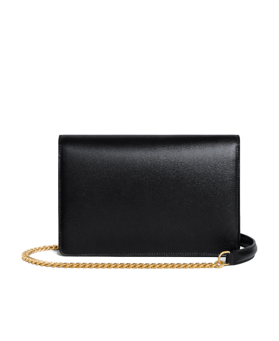 Celine Trimphe Chain Wallet In Black