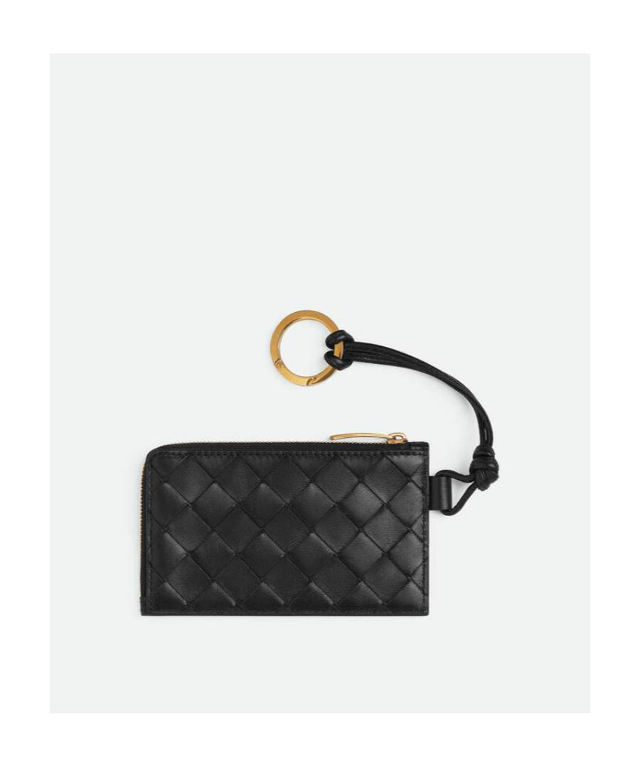 Bottega Veneta Intrecciato Zipped Cardholder In Black
