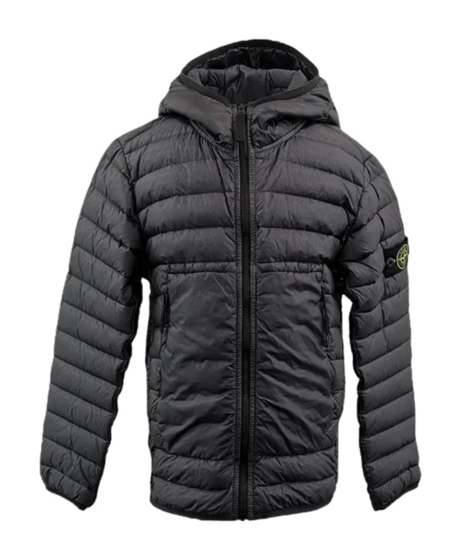 Stone Island Logo-patch Quilted Jacket In Gray