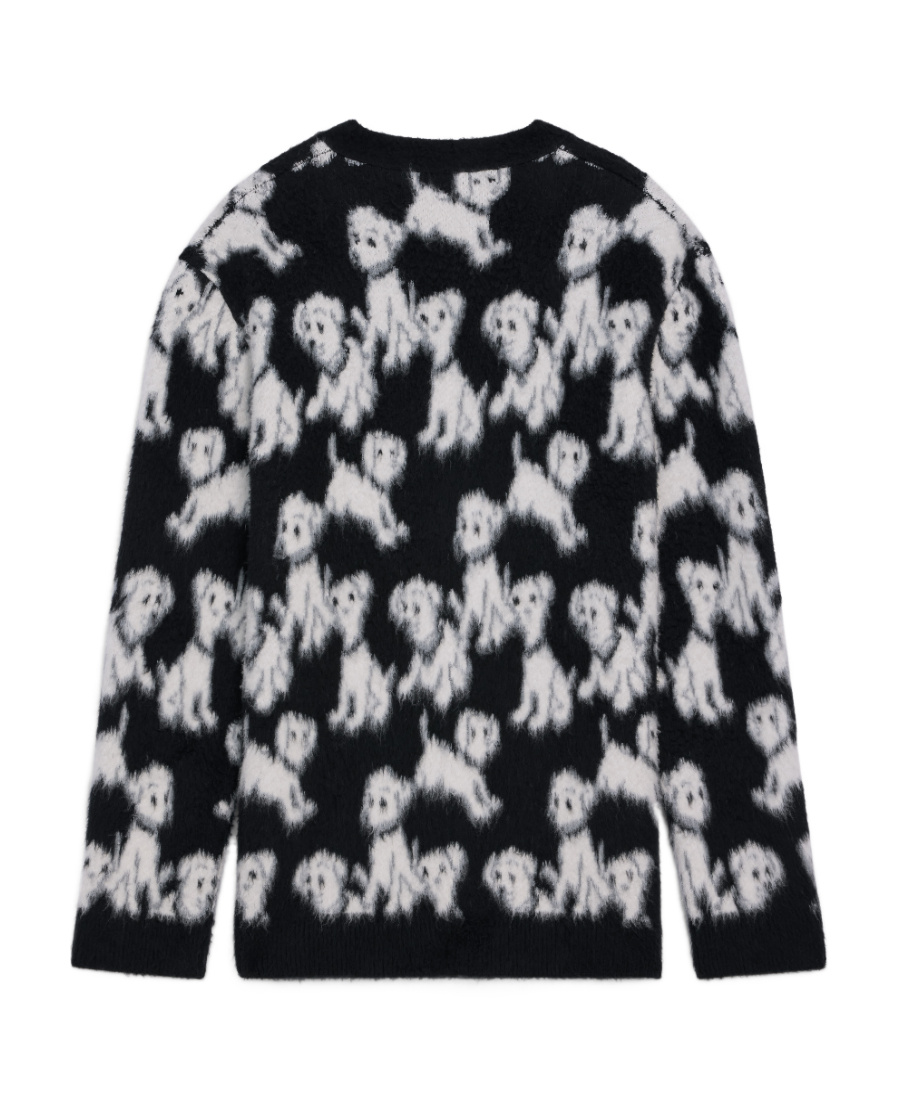 Celine Long-sleeved Jacquard Cardigan In Black