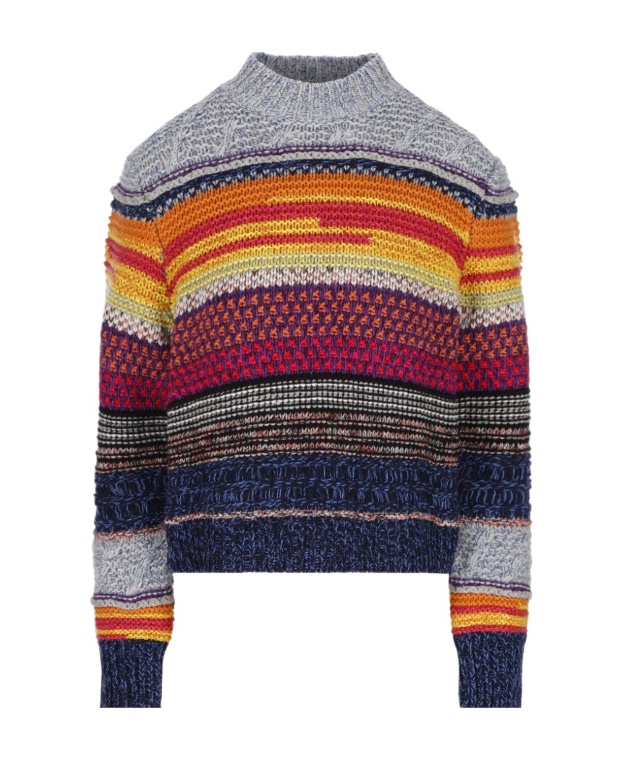Chloé Striped Mock Neck Jumper In Multicolor