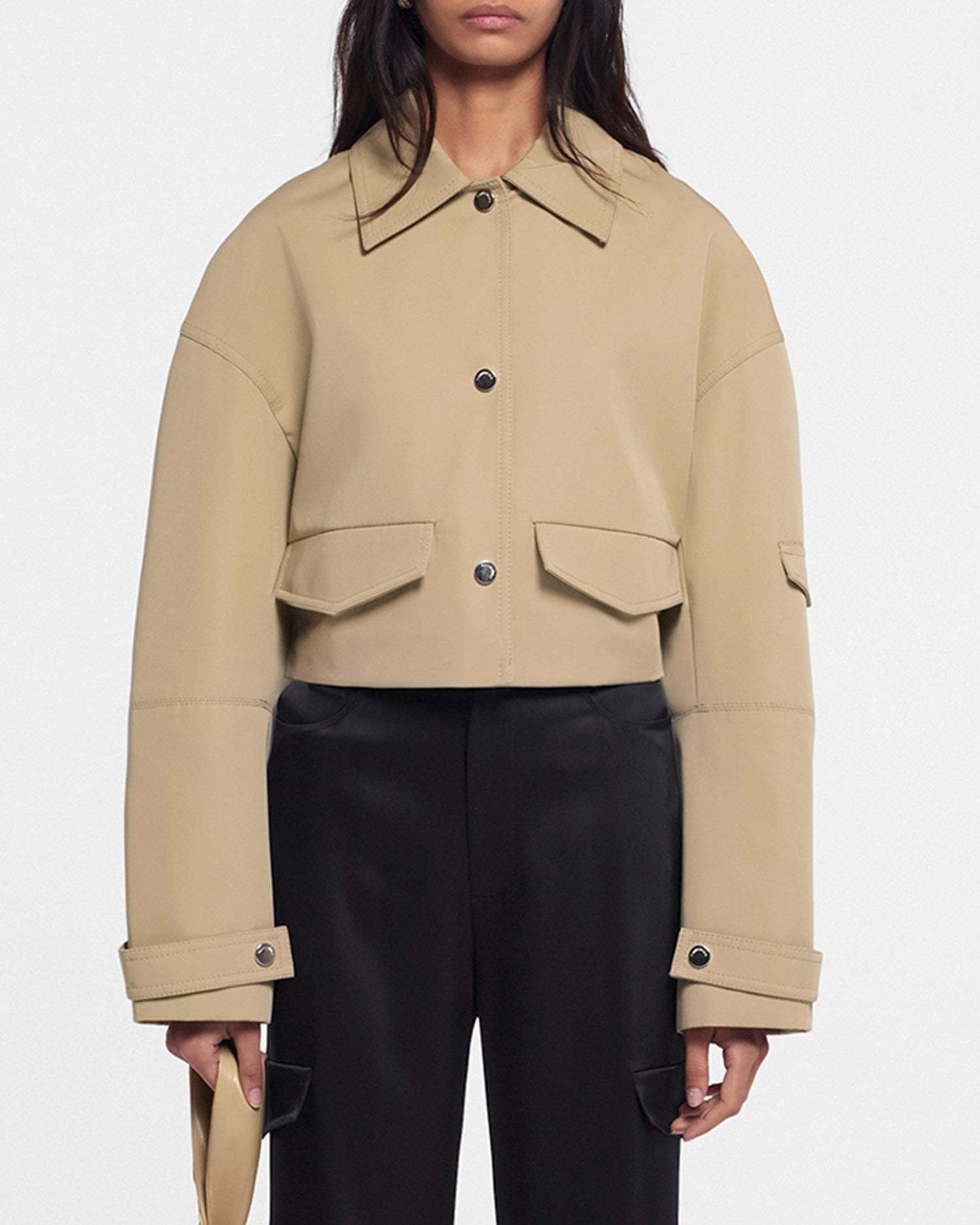 Nanushka Bracha Cropped Shirt Jacket In Nude