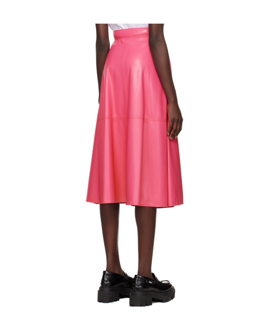 Msgm Pink Faux-leather Midi Skirt In Red