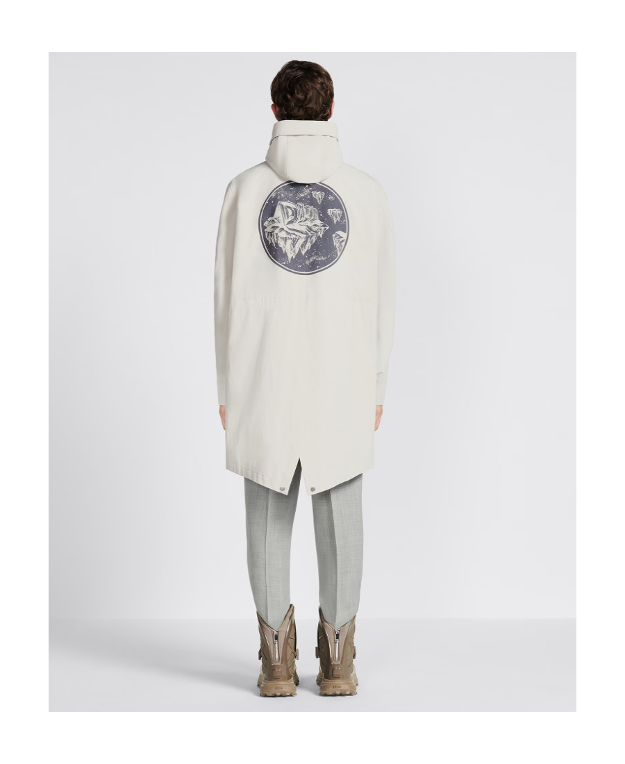 Dior Hooded Parker Coat In Gray