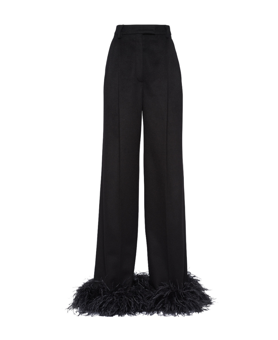 Prada Jogginghose Aus Baumwollfleece Mit Federbesatz In Black