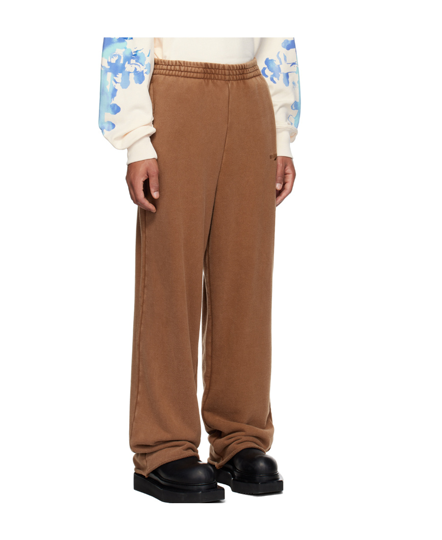We11 Done Logo Elastic Waist Sweatpants In Brown
