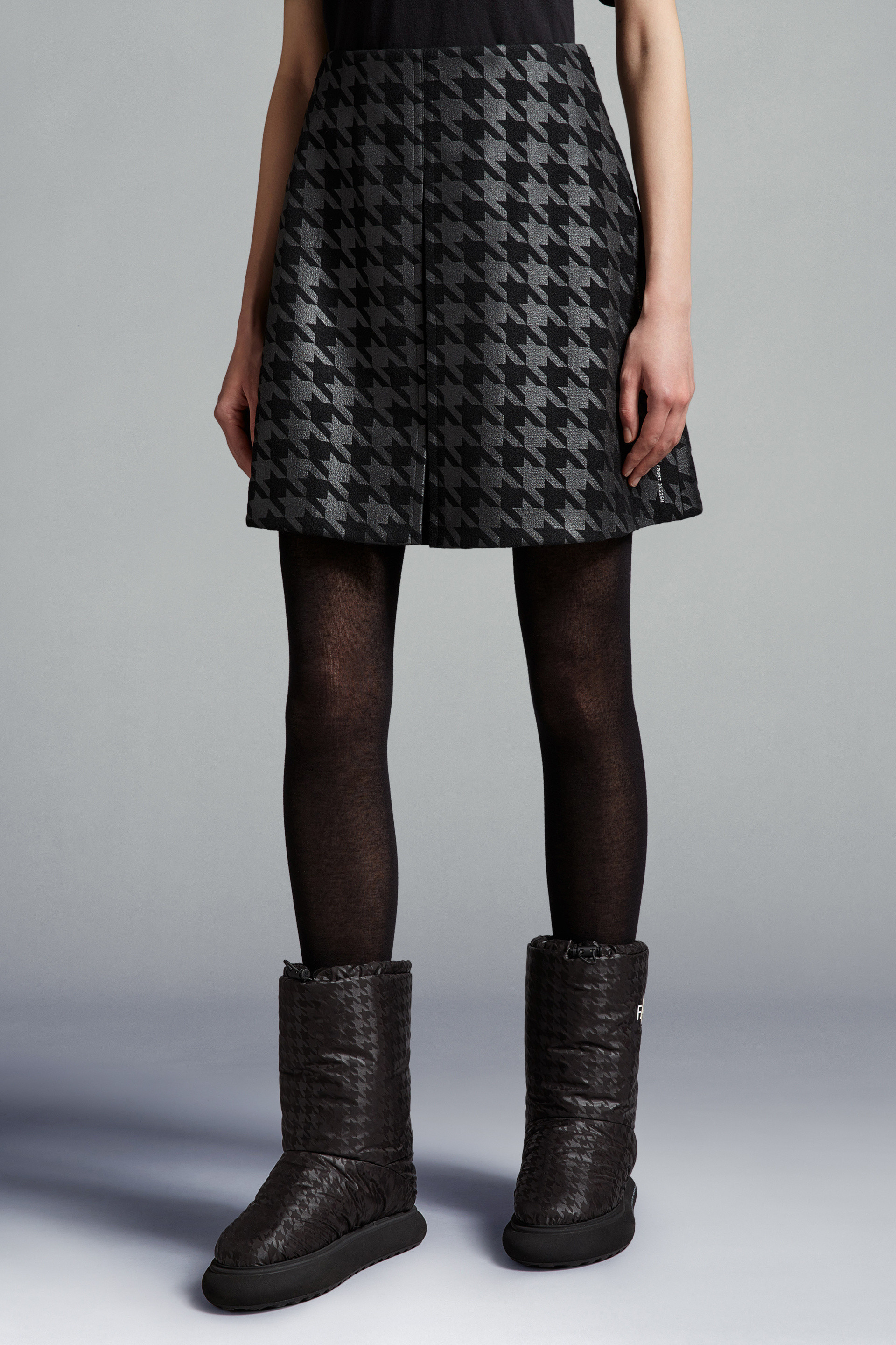 Moncler X Frgmt Houndstooth Pattern Miniskirt In Black