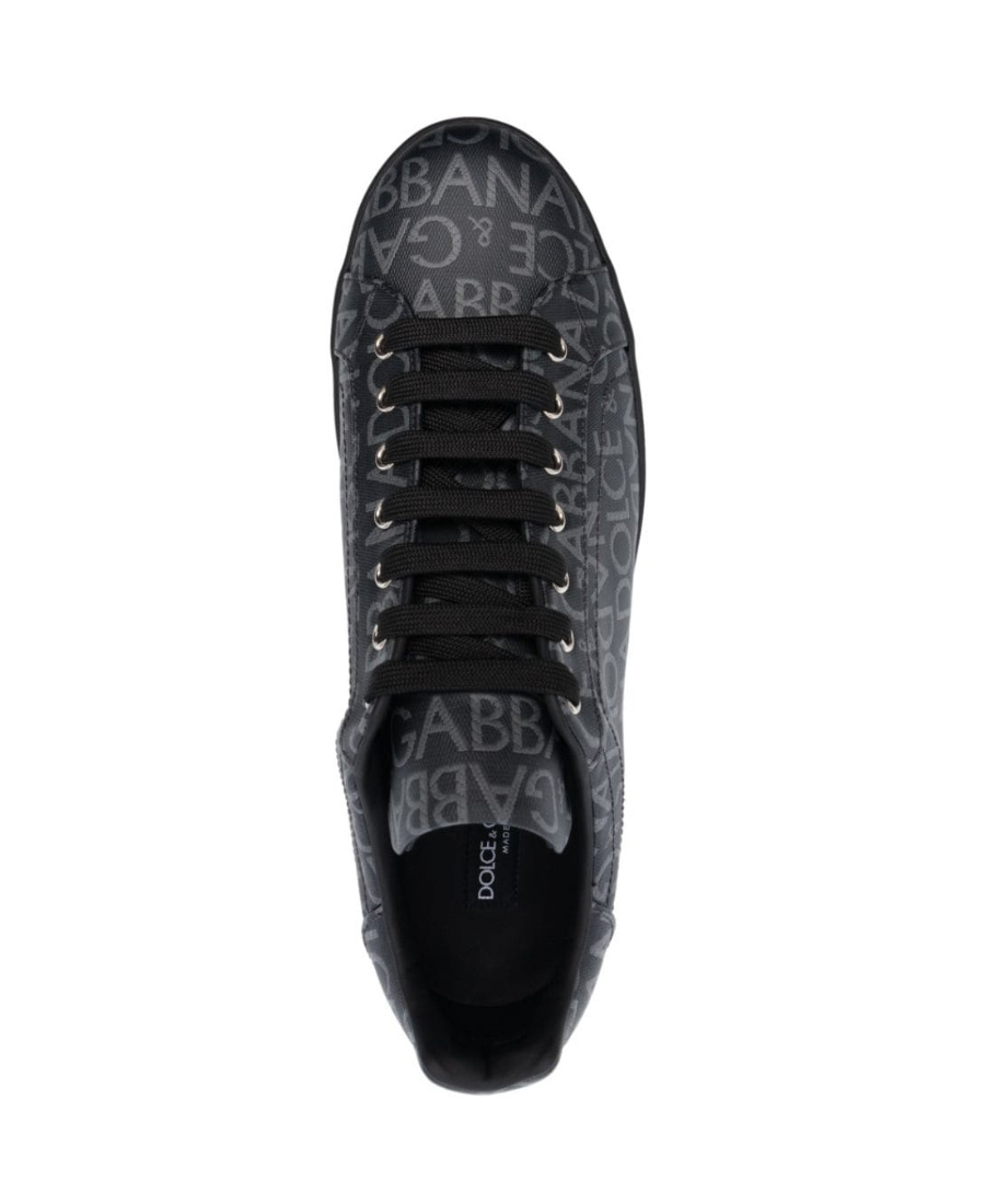 Shop Dolce & Gabbana Portofino Logo-jacquard Sneakers In Black