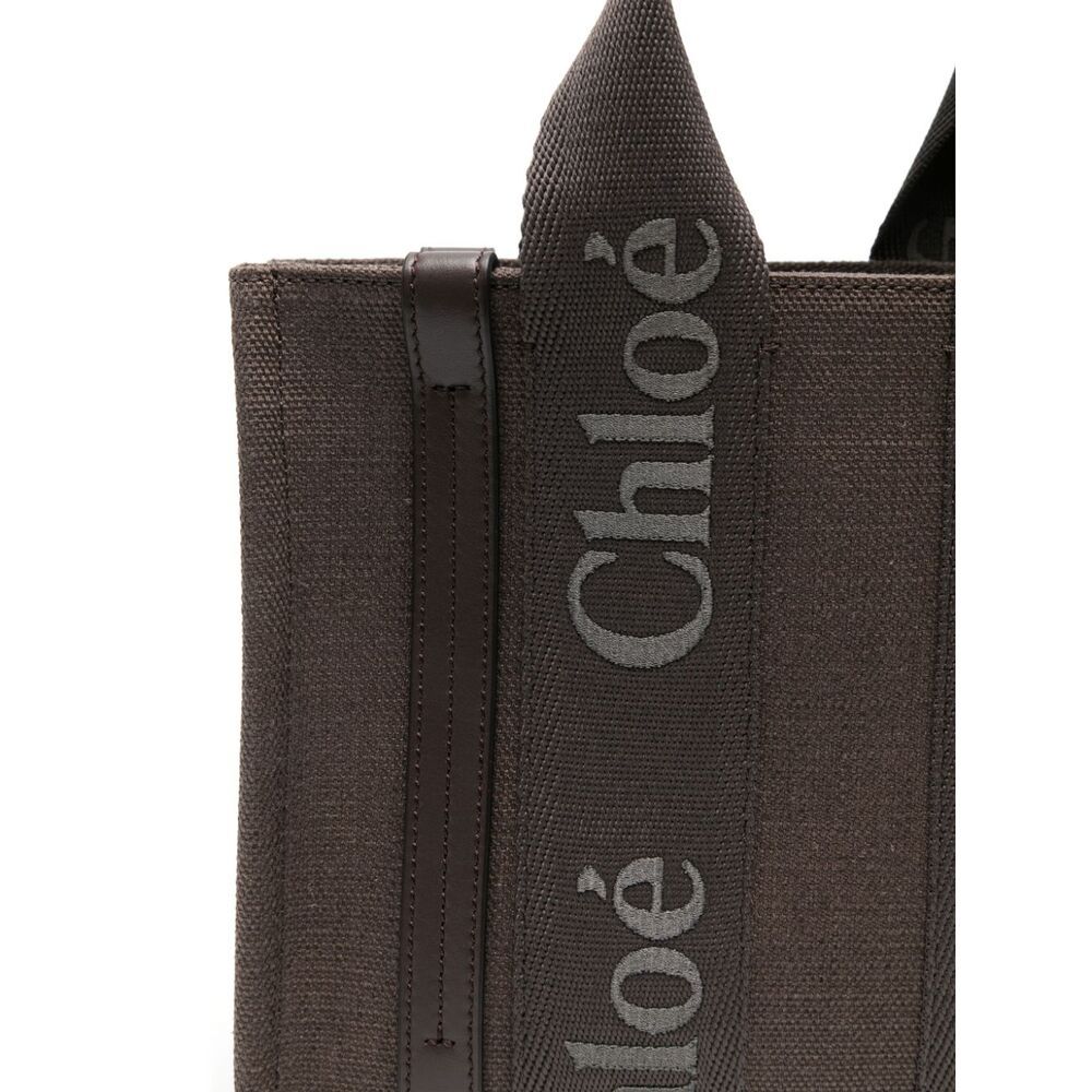 Chloé Woody Mini Black Leather Bag In Black
