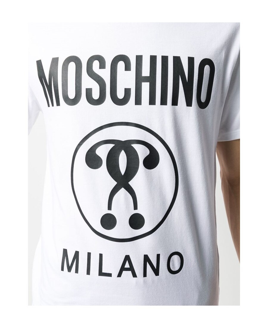 Moschino Cotton T-shirt With Double Question Mark Logo In White