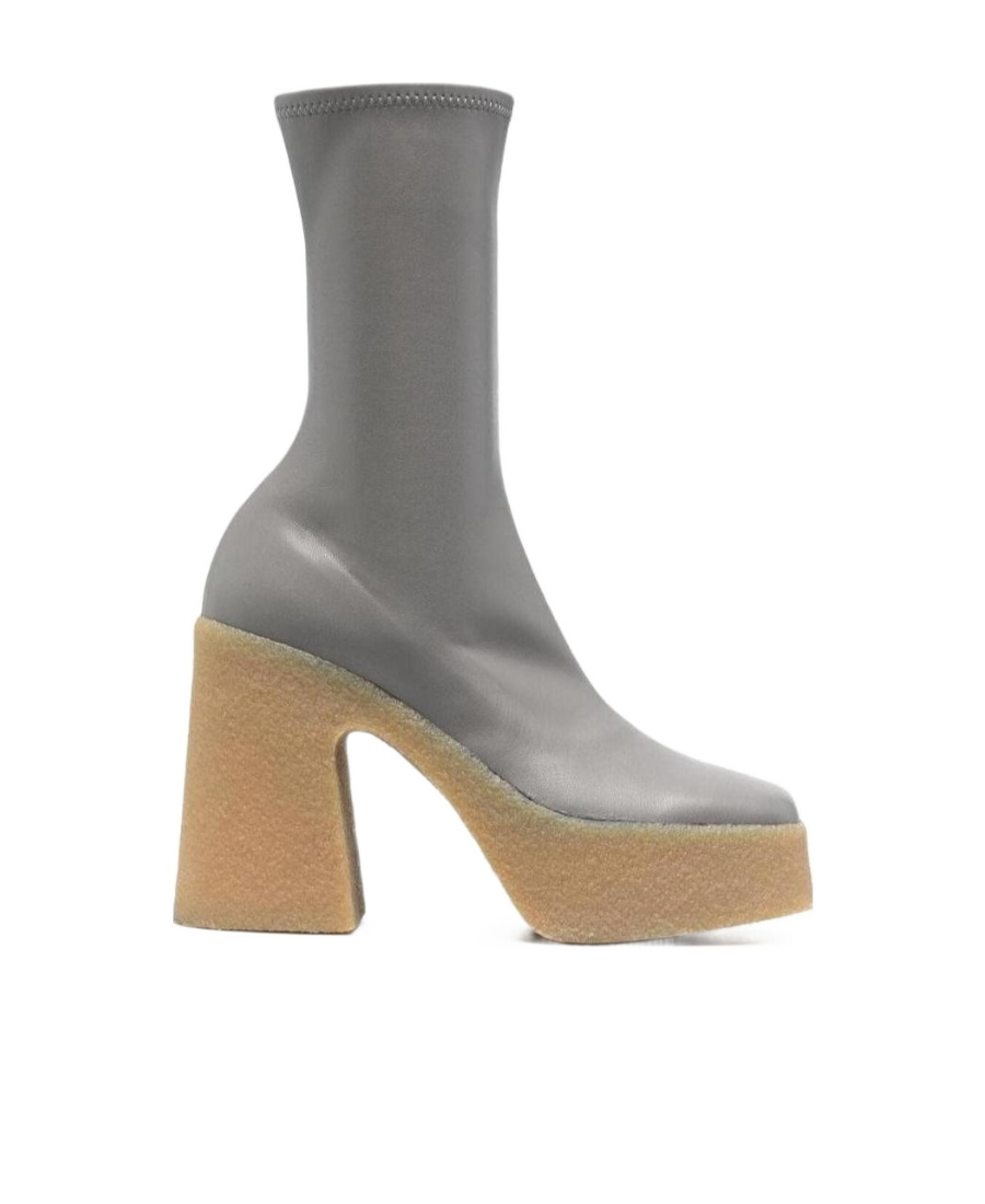 Stella Mccartney Skyla Platform Vegan-leather Ankle Boots In Gray