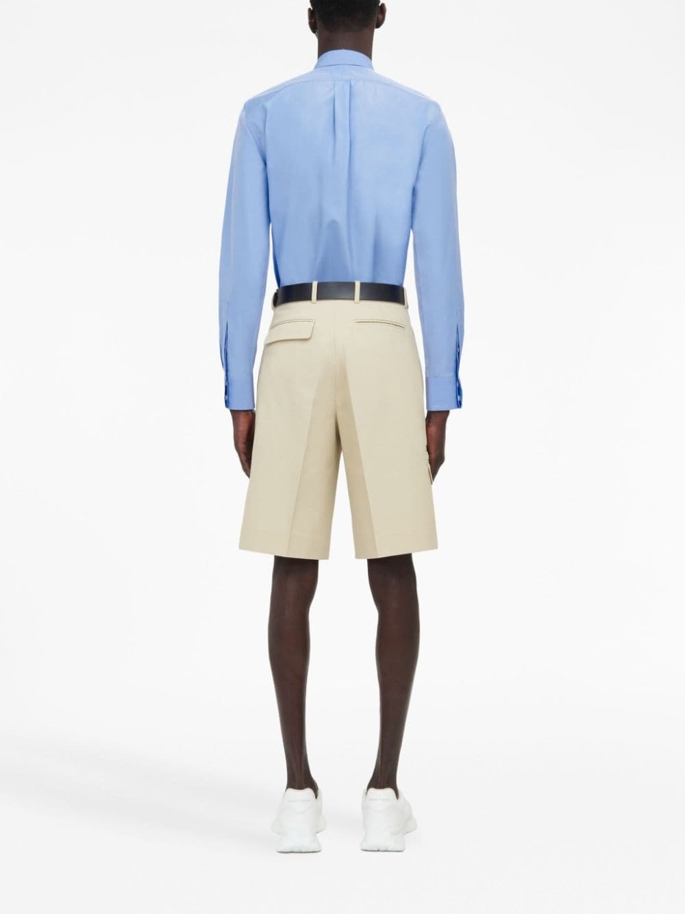 Alexander Mcqueen Tailored Cotton Shorts In Nude