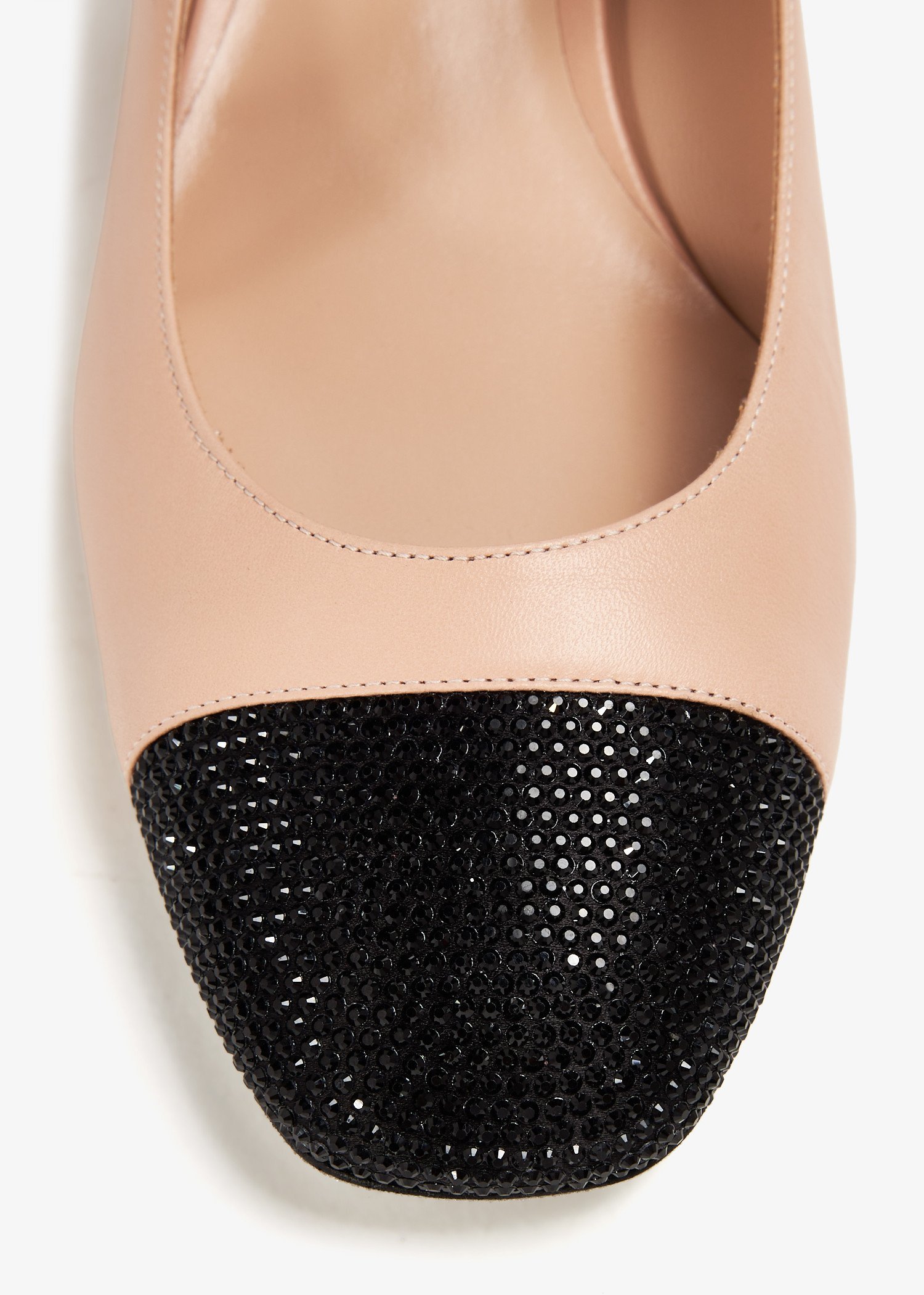René Caovilla Kristen Bicolor Strass Mary Jane Pumps In Nude