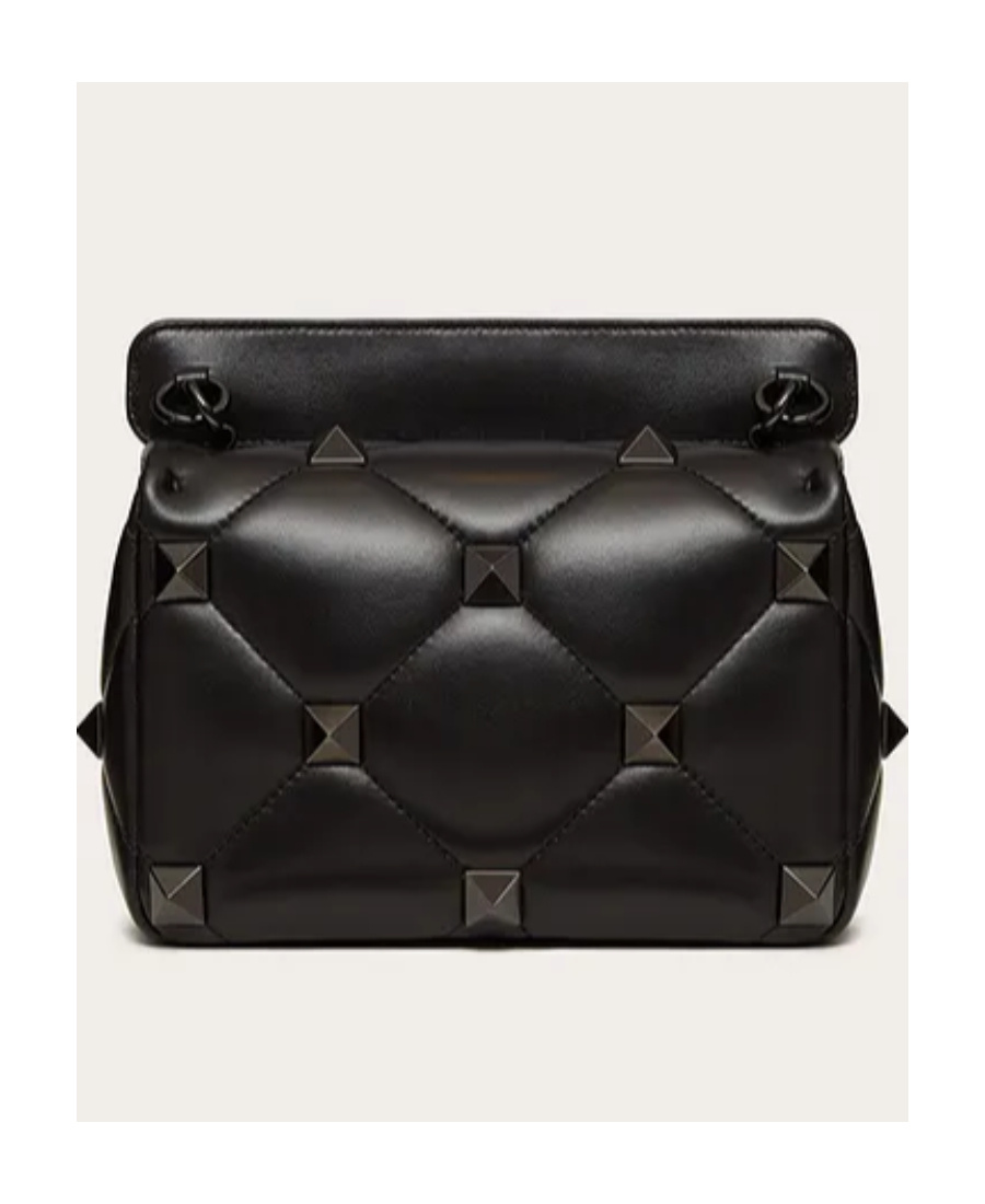 Valentino Rockstud-embellishment Diamond-quilt Tote Bag In Black