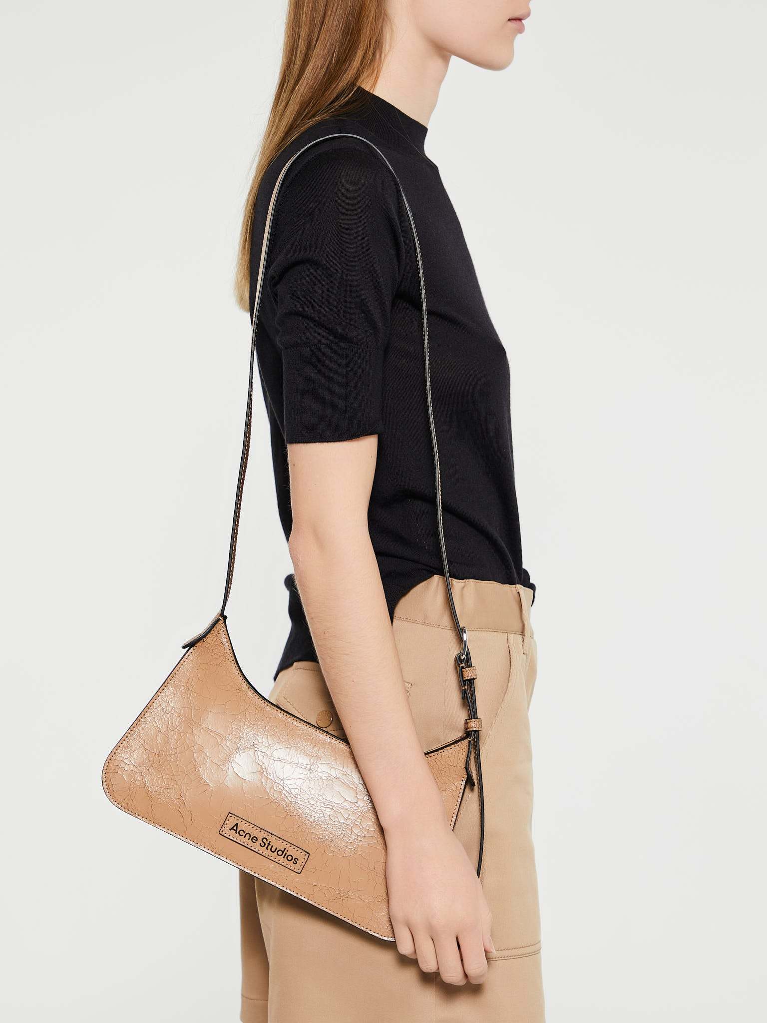 Acne Studios Logo Shoulder Bag In Nude