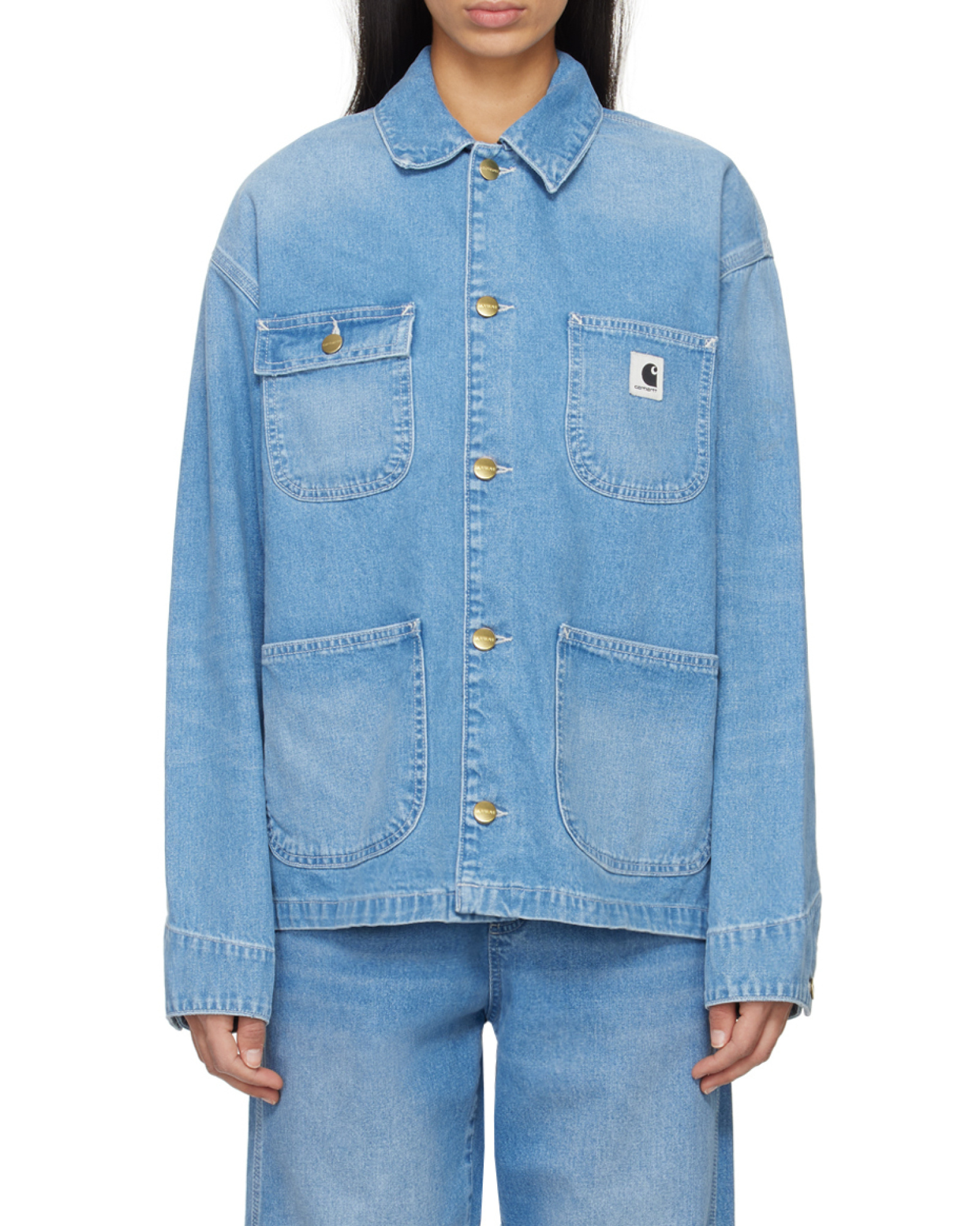 Carhartt Faded Denim Coat In Blue